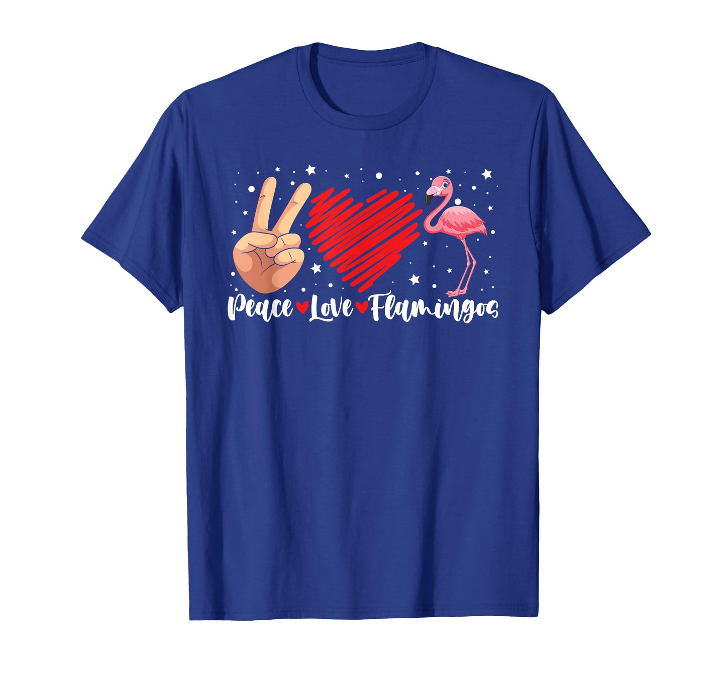 Peace Love Flamingo Hand Sign Heart Flamingo Lovers T-Shirt