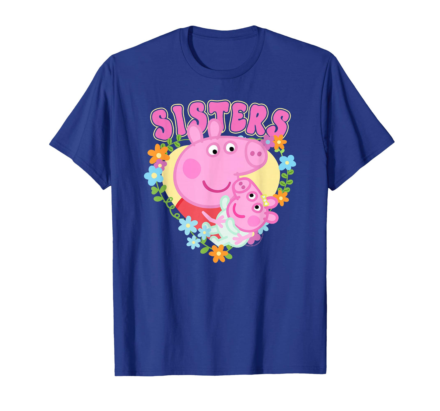 Peppa Pig 20th Anniversary Sisters Cute Floral Portrait T-Shirt