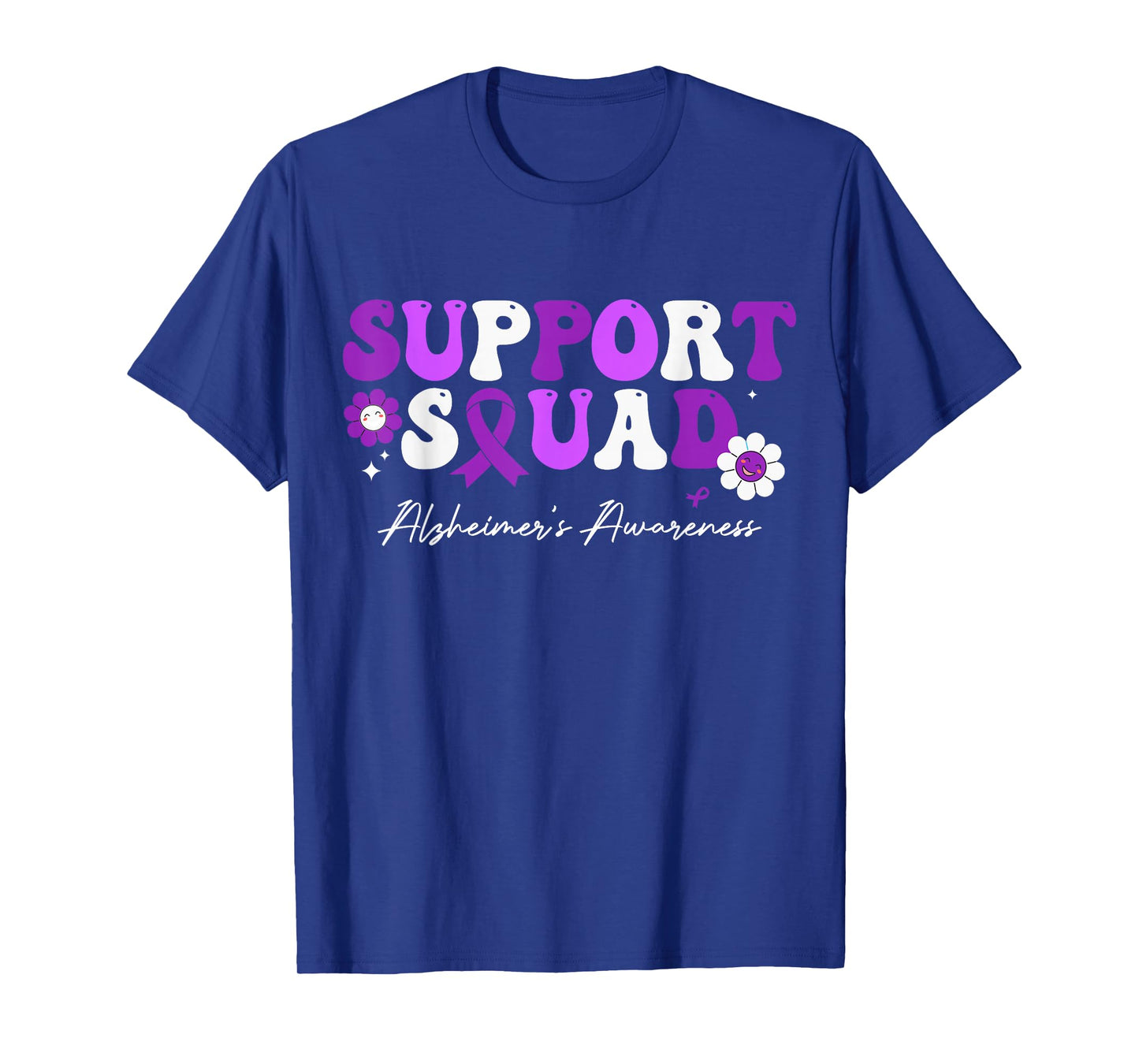 Groovy Support Squad Alzheimer's Awareness White Ribbon T-Shirt
