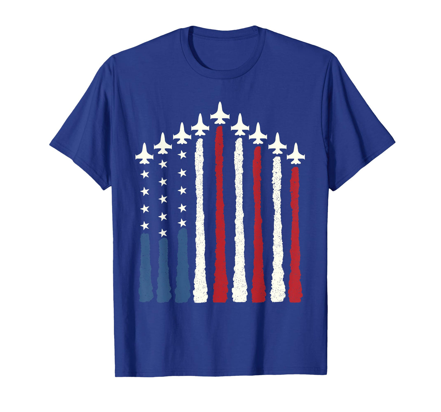 4th of July USA Flag Red White Blue Fighter Jet Airplane T-Shirt