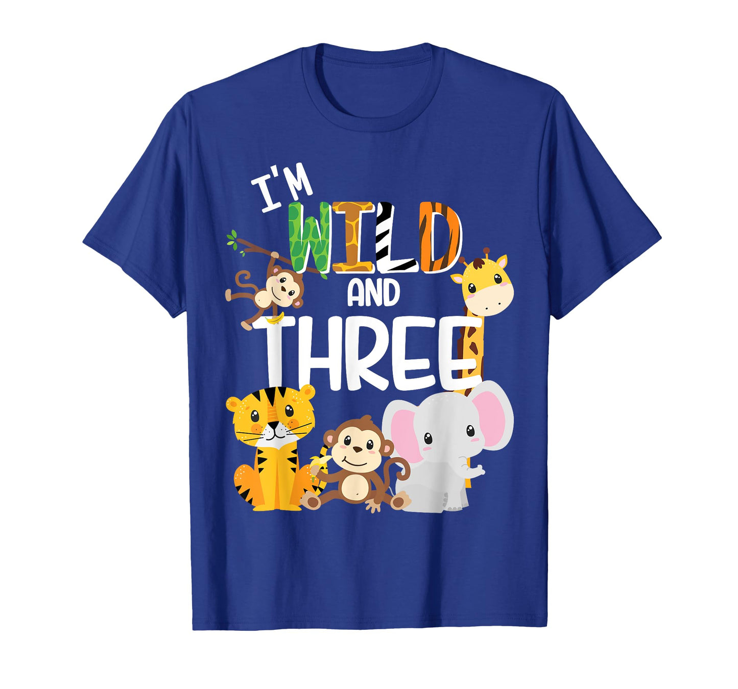 I'm Wild and Three Zoo Theme Birthday Safari Jungle Animals T-Shirt