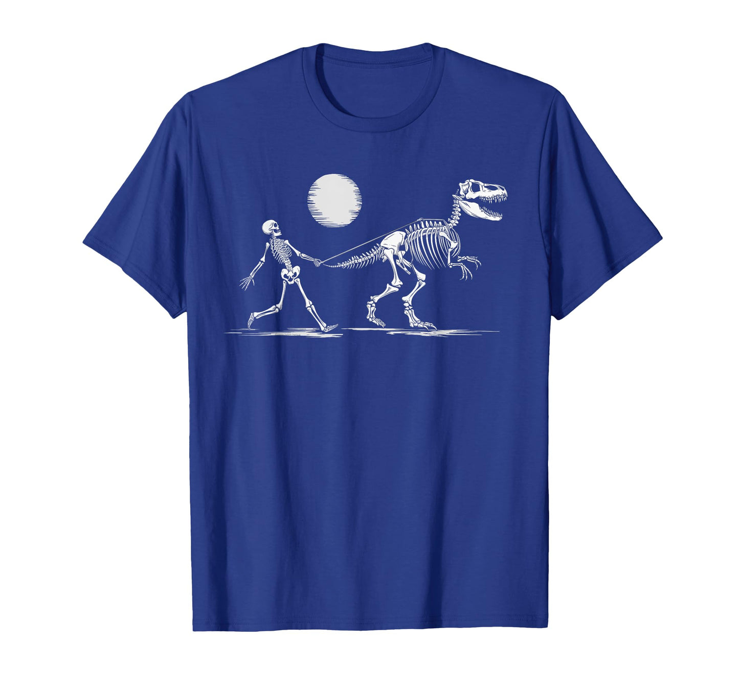 Funny Skeleton T-Rex Boys Girls Skeleton Walking a Dinosaur T-Shirt