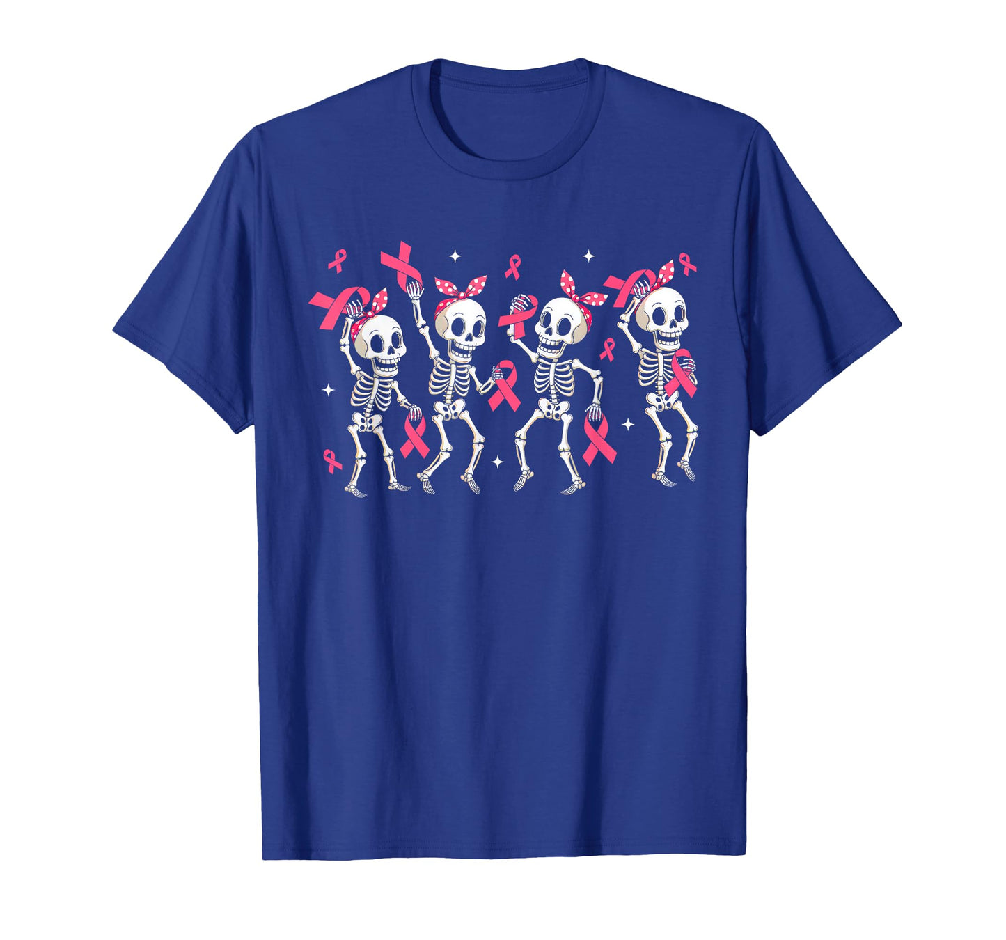 Pink Ribbon Skeleton Halloween Breast Cancer Awareness T-Shirt