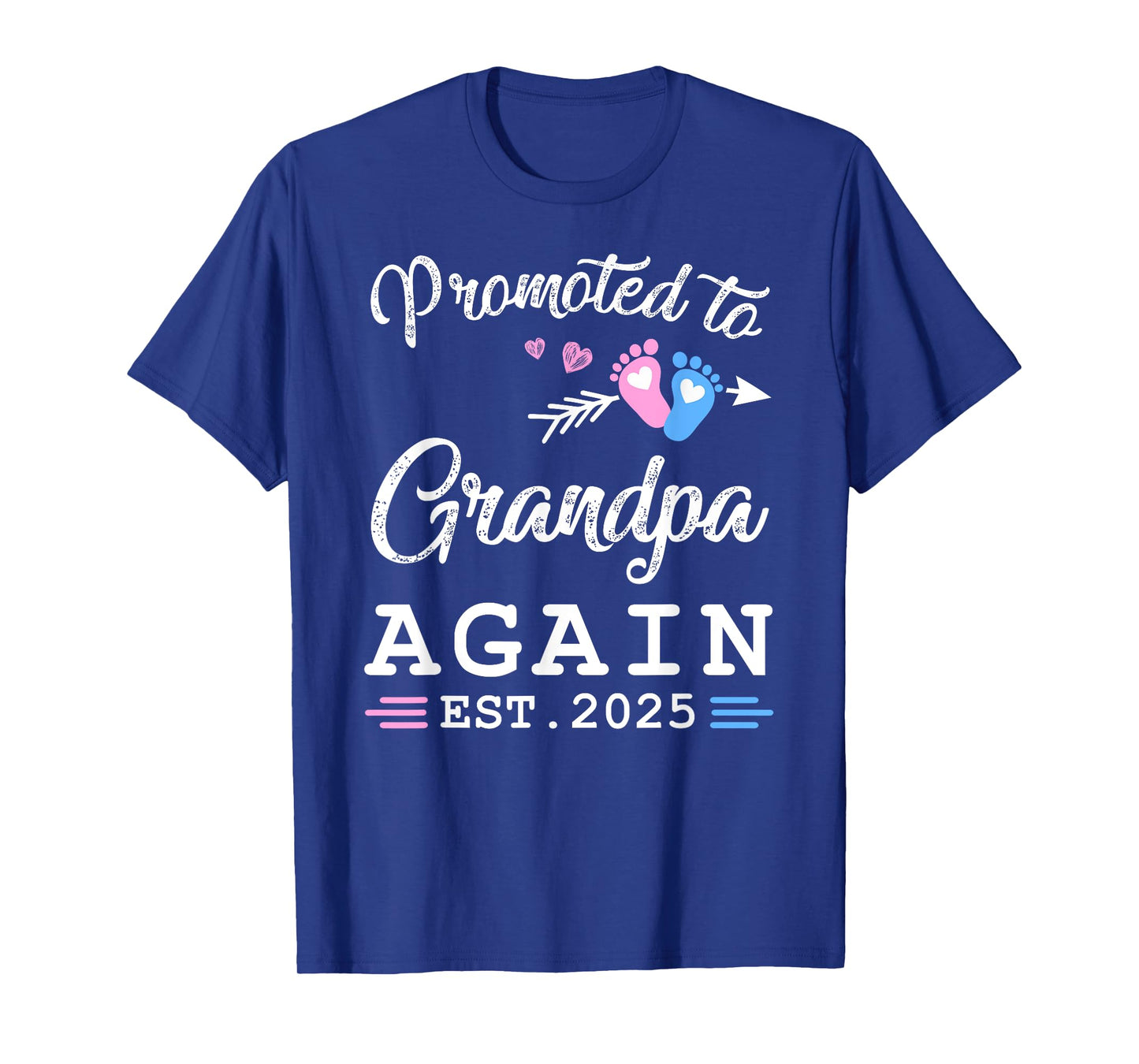 Promoted Grandpa Again Est 2025 Baby Shower Party Footprint T-Shirt