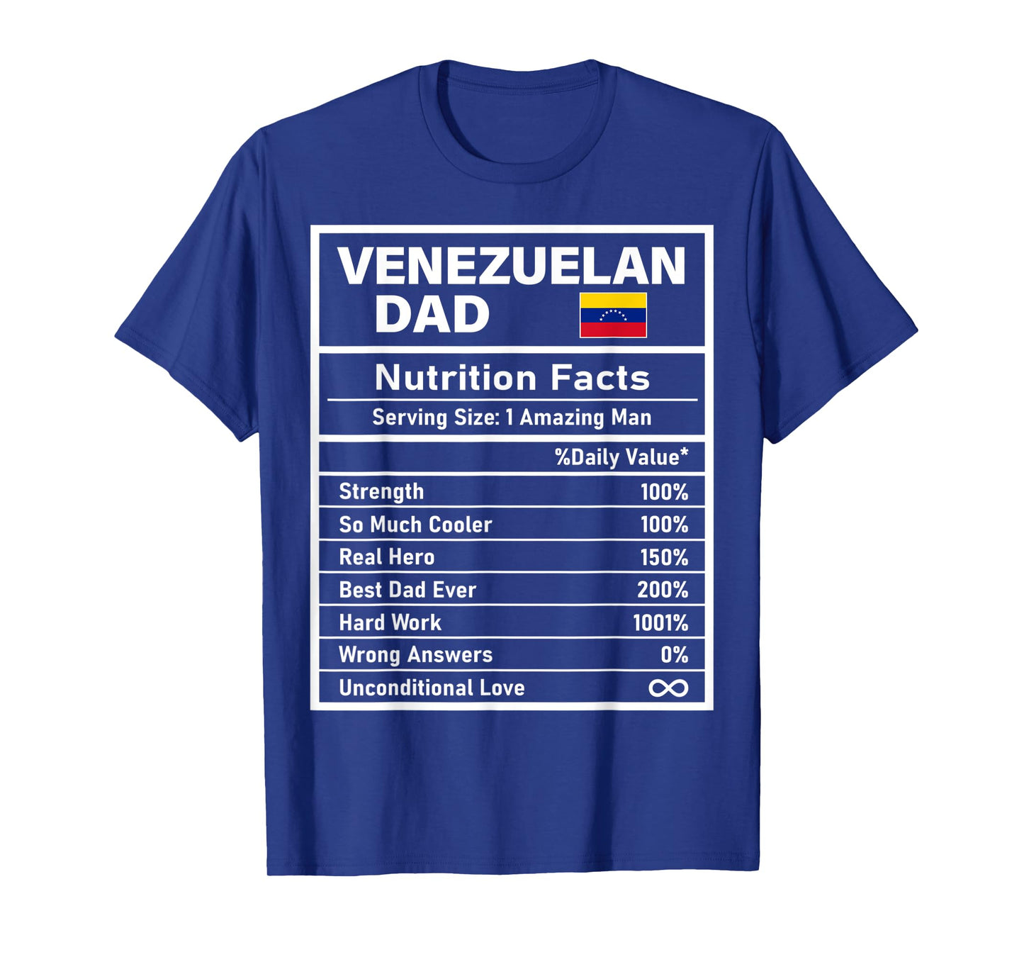 Mens Venezuelan Dad Nutrition Facts Father's Day National Pride T-Shirt