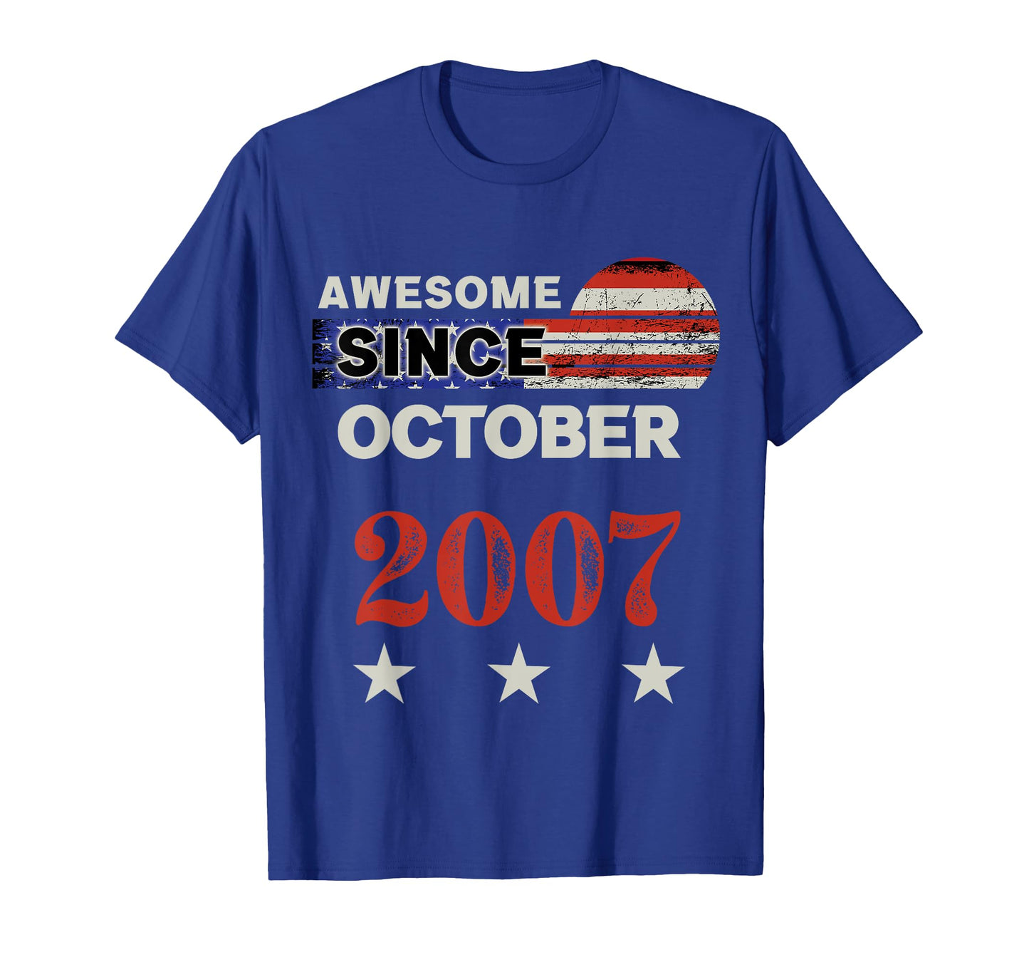 Awesome Since 2007 Vintage USA Flag Classic October 2007 T-Shirt