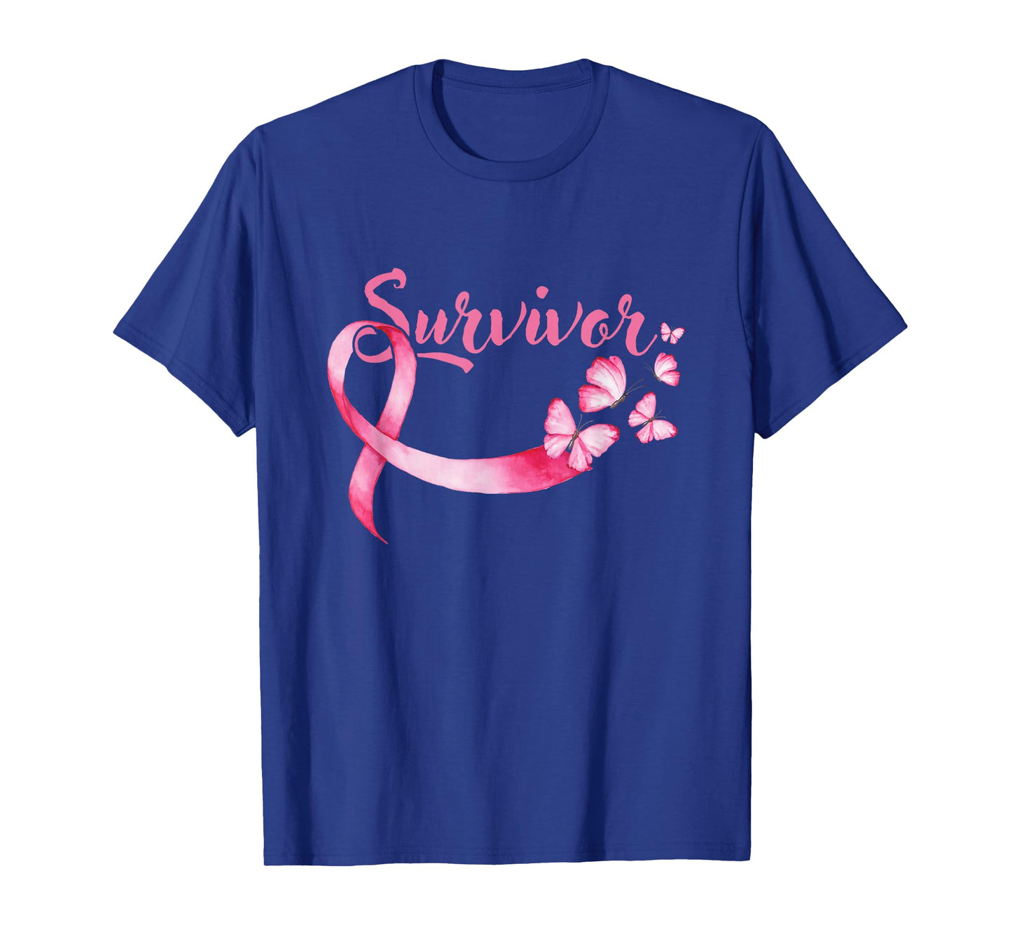 Breast Cancer Awareness Pink Butterflies Band Survivors T-Shirt