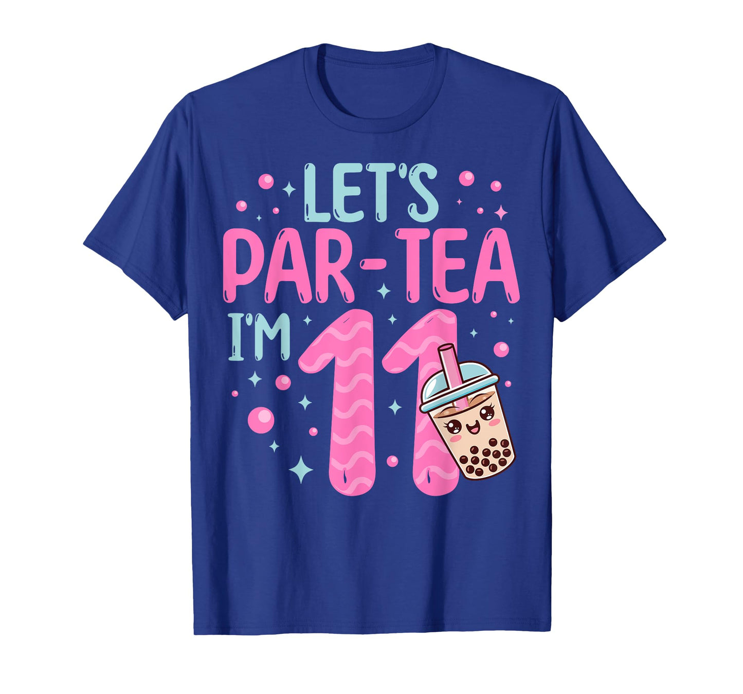 Let's Par-tea I'm 11 Years Old 11th Birthday Bubble Boba Tea T-Shirt