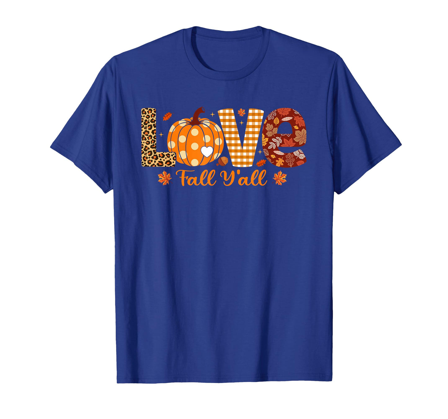 Love Fall Y'all Leopard Print Pumpkin Autumn Thanksgiving T-Shirt