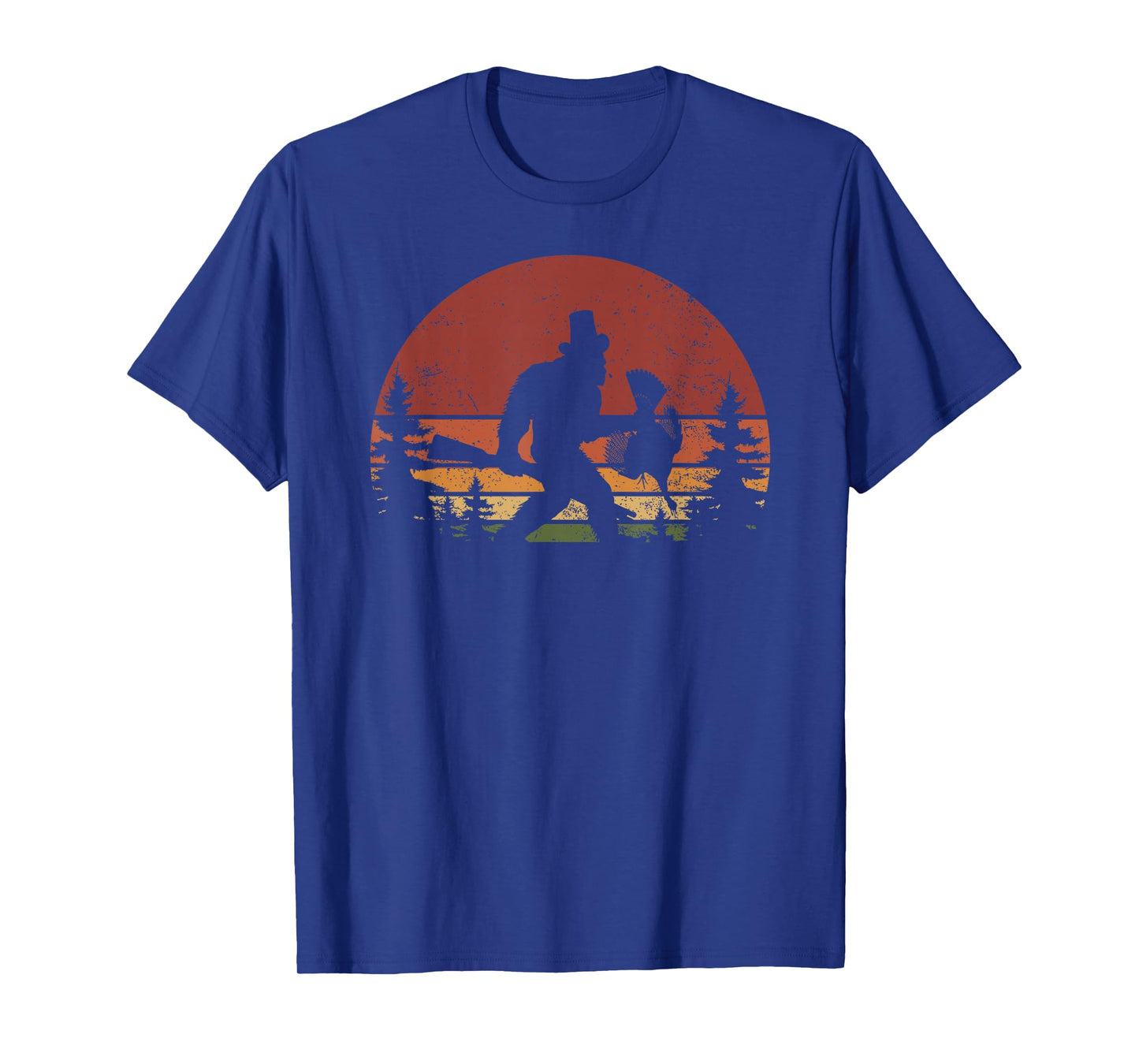 I Heart Cryptids Co. Unisex-Adults & Kids Retro Bigfoot Turkey Thanksgiving T-Shirt - Black, Small