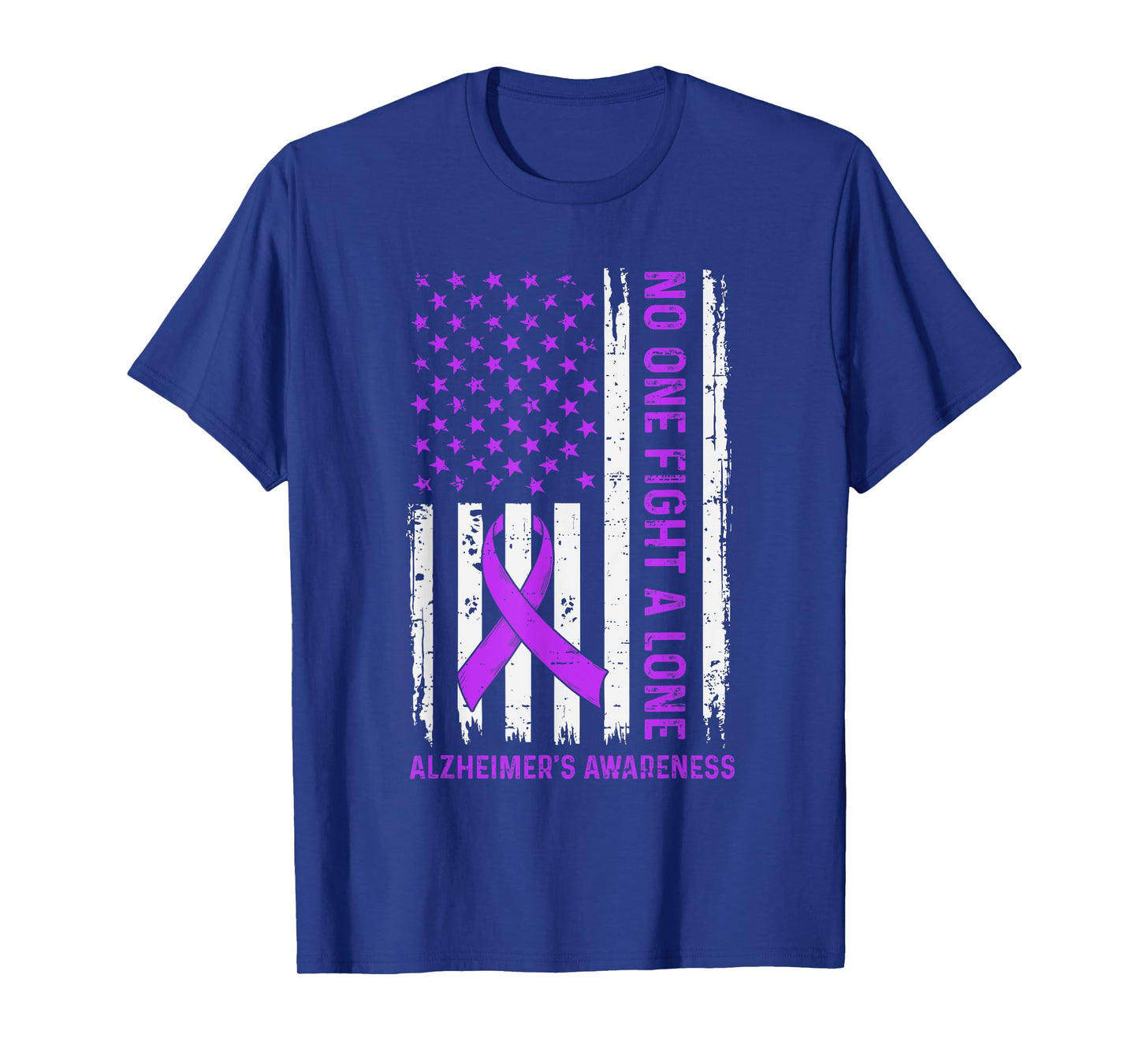 Alzheimer's Awareness Flag Ribbon Purple Dementia Dad Mens T-Shirt