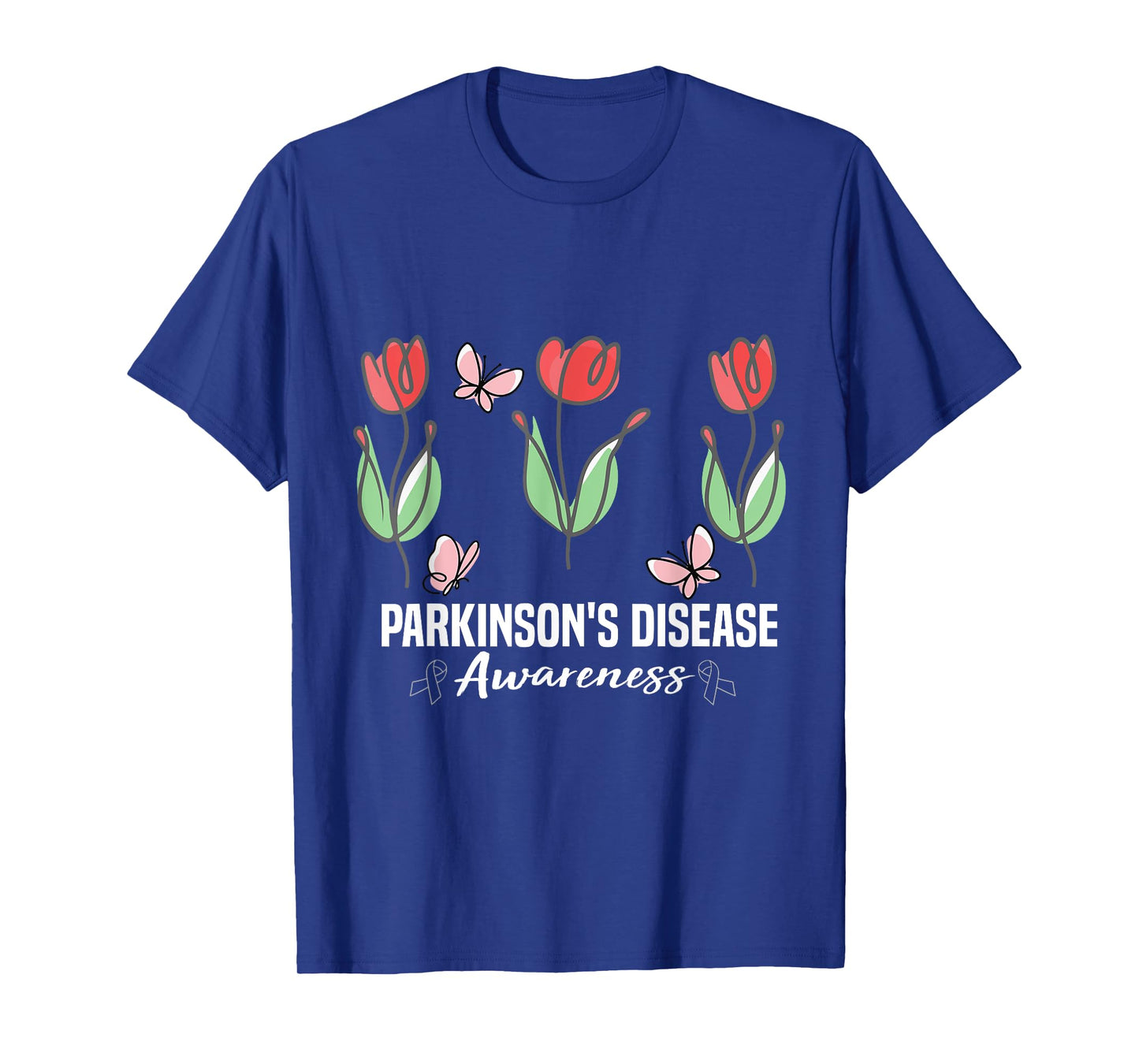 Parkinson's Disease Awareness Month Red Tulips Butterfly T-Shirt