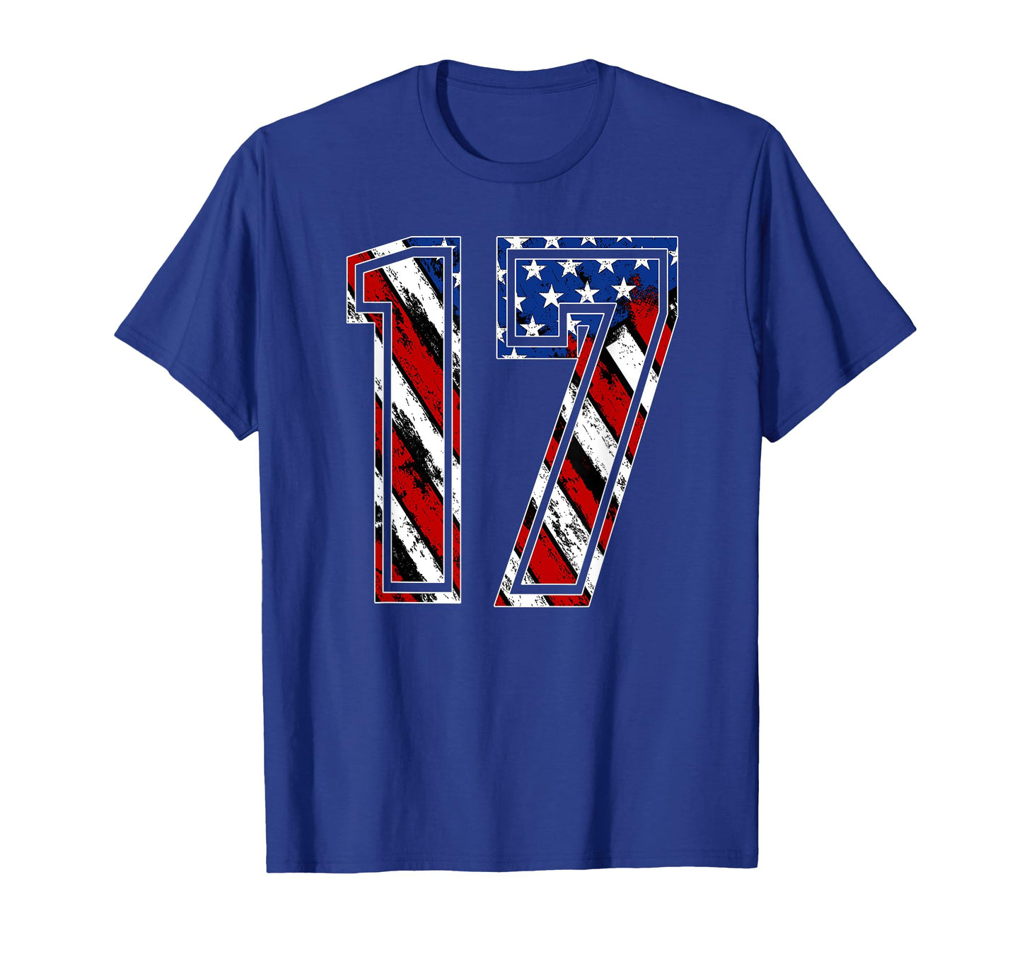 Number 17 Red White and Blue American Flag #17 Jersey Shirt T-Shirt
