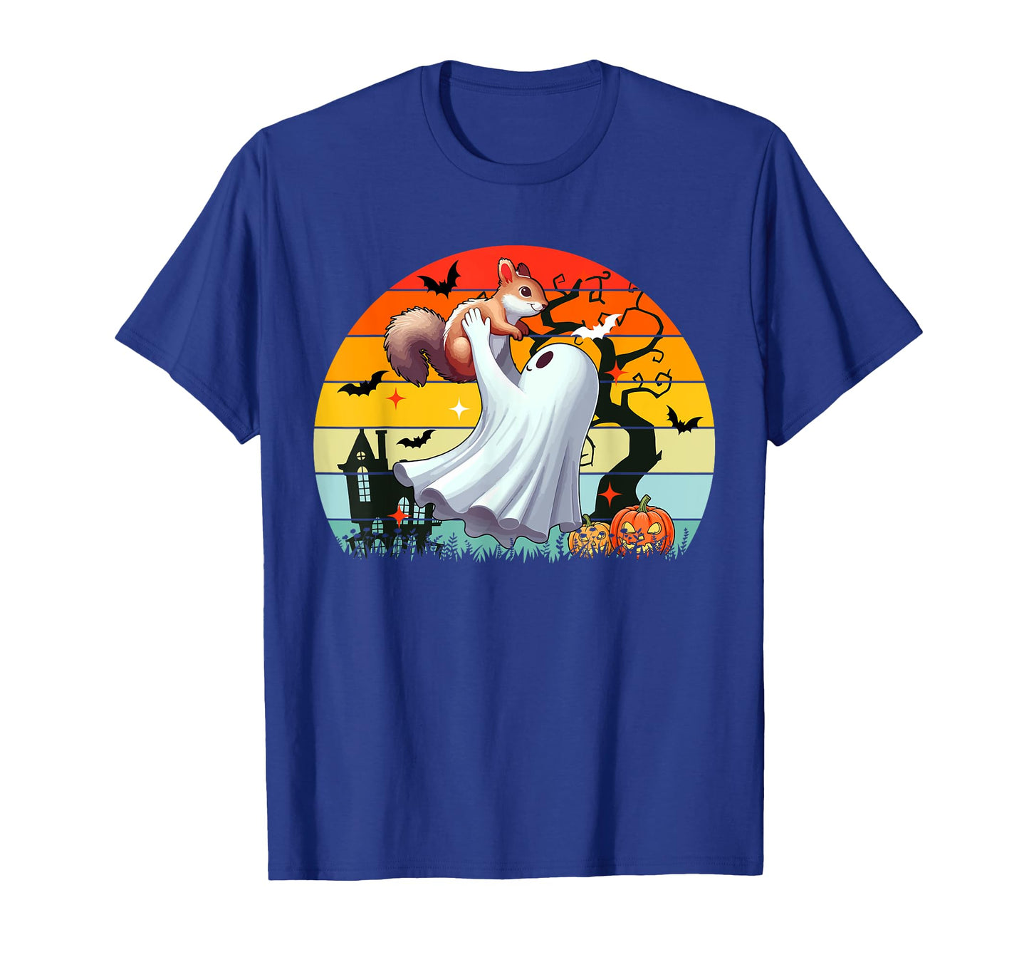 Vintage Retro Boo Ghost Hunging Squirrel Halloween Family T-Shirt