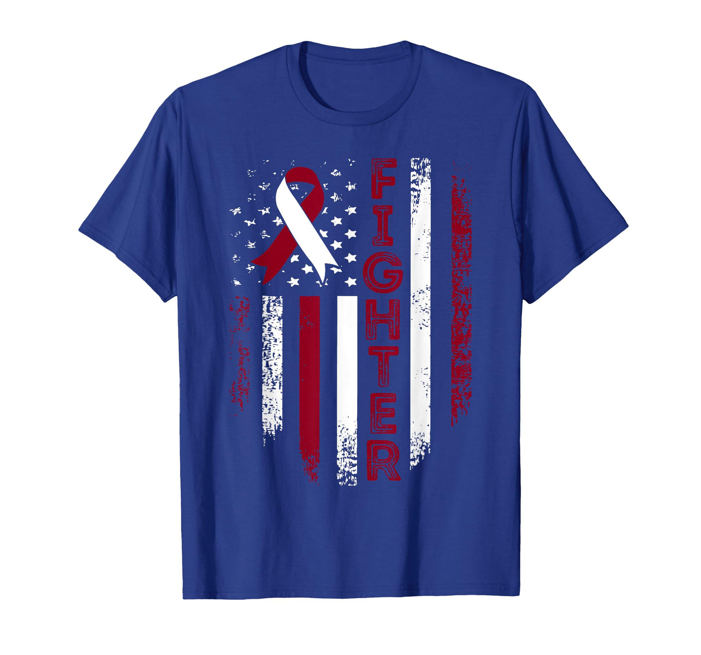Fighter USA Flag Throat Cancer Awareness Throat Cancer T-Shirt