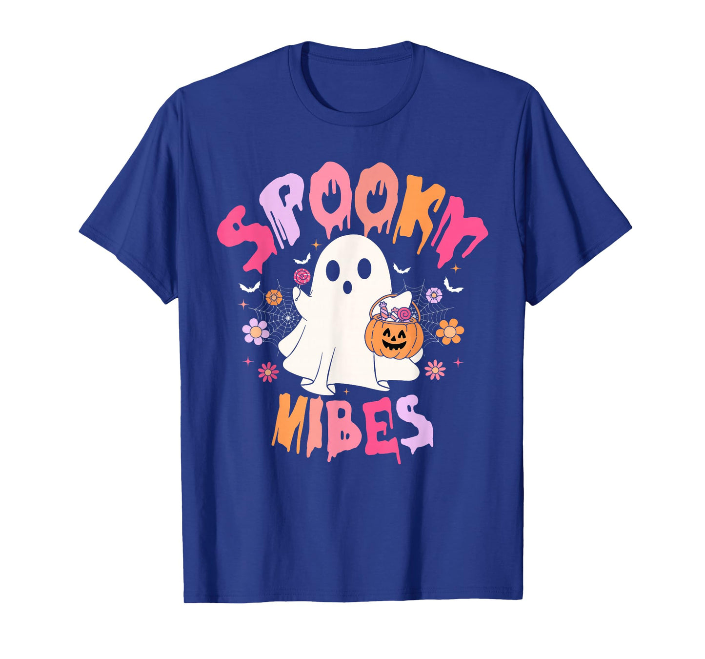Groovy Spooky Vibes Cute Boo Ghost Halloween Costumes Girls T-Shirt