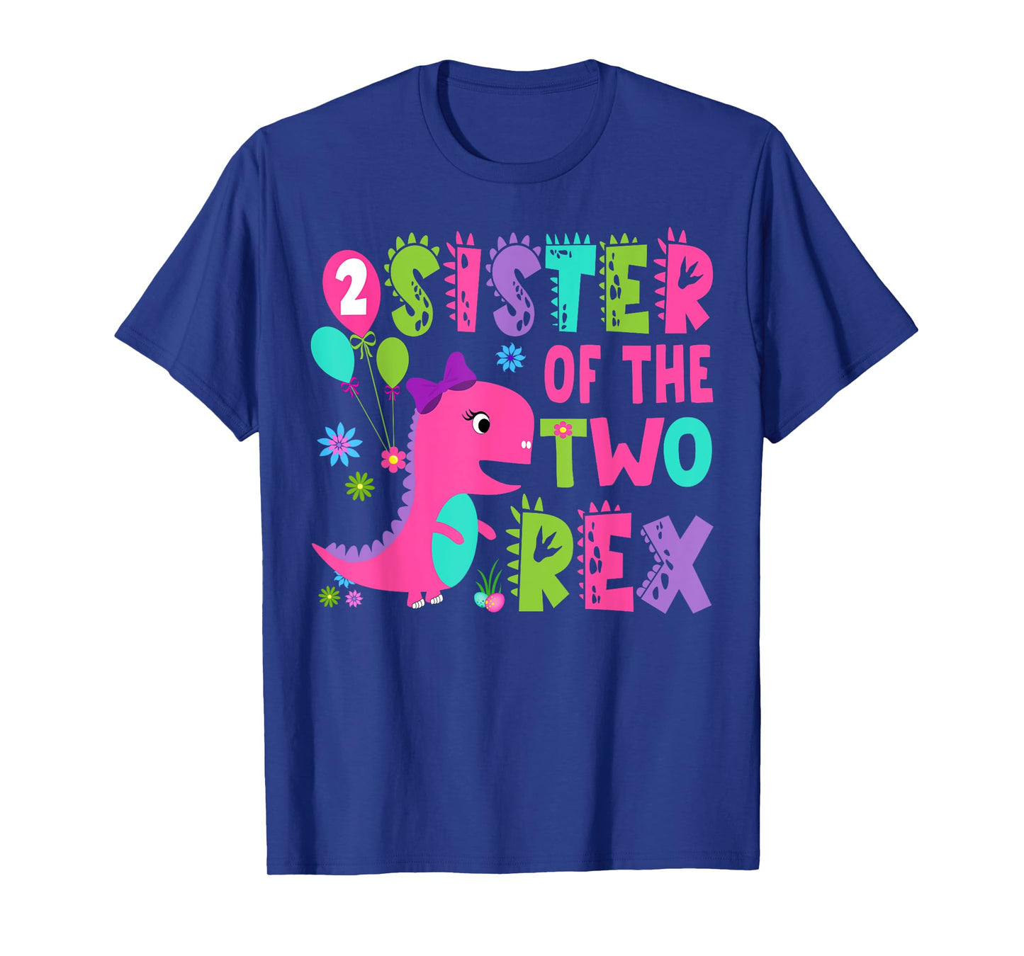 Sister Of The Two Rex 2Nd Birthday Boy Dinosaur T-Rex T-Shirt