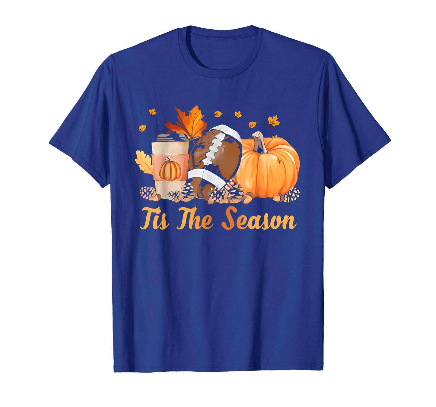 Tis The Season Football Coffee Latte Leaves Hello Pumpkin T-Shirt
