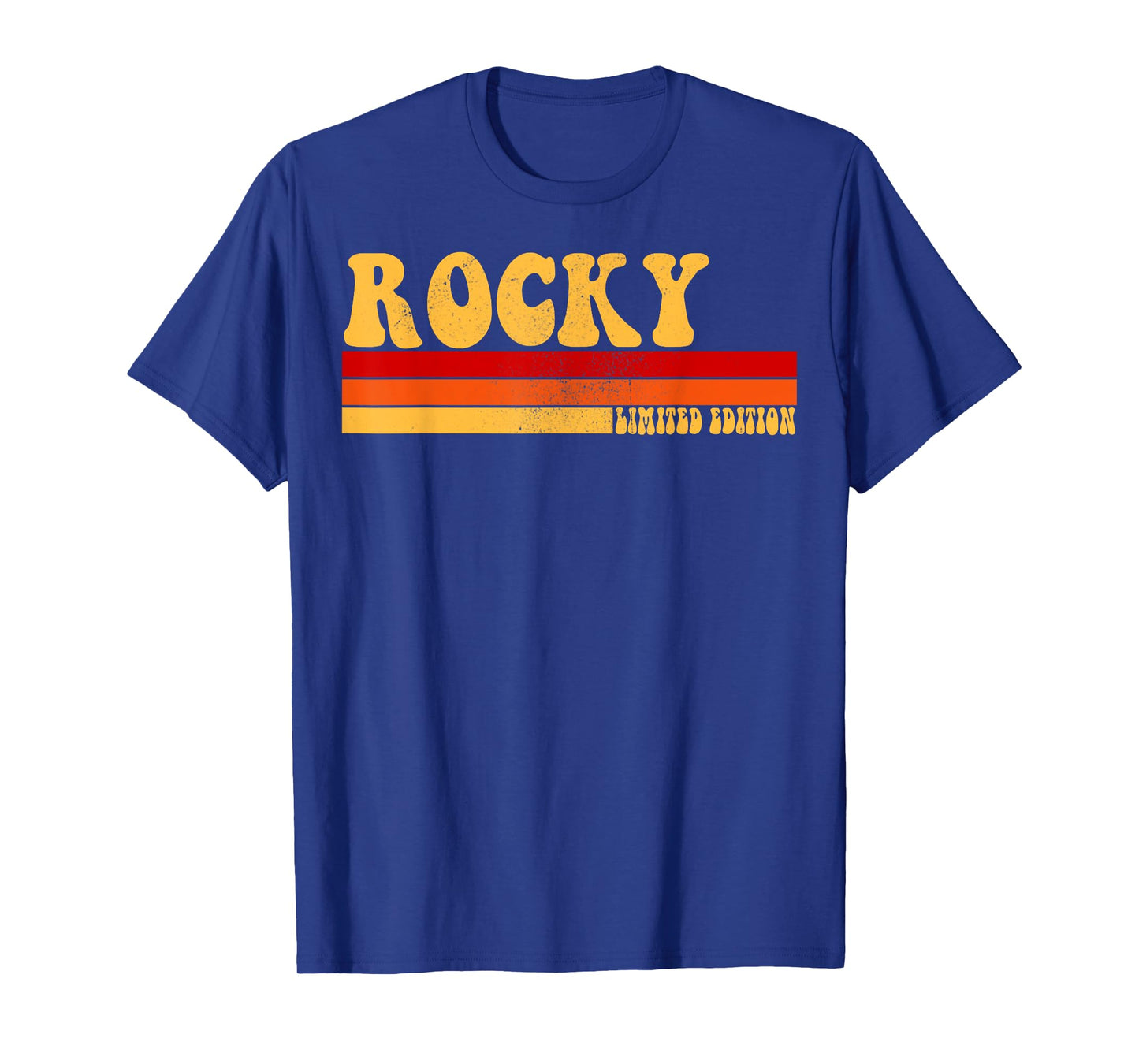 AmaStyle Co. ROCKY Name Personalized Idea Men Retro Vintage ROCKY T-Shirt, Small, Black