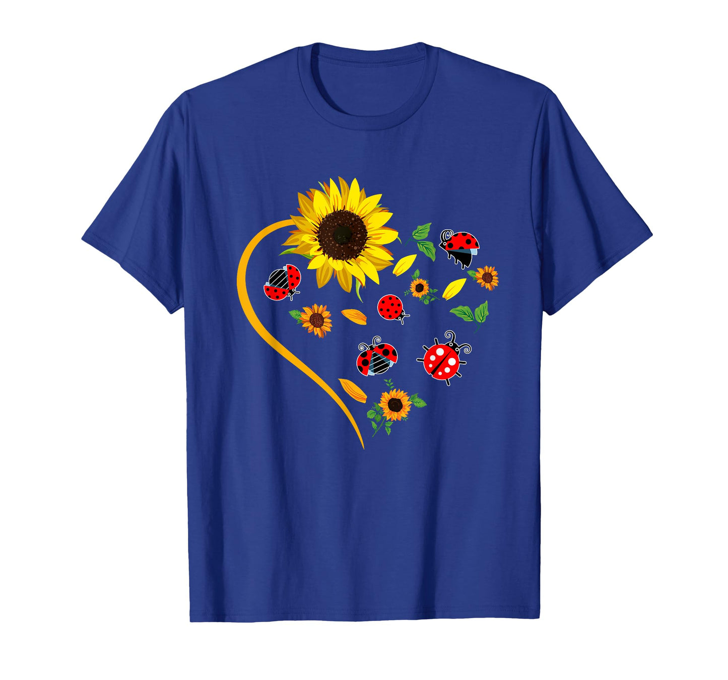Sunflowers Ladybugs Cute Heart Shape Matching Insect Lover T-Shirt