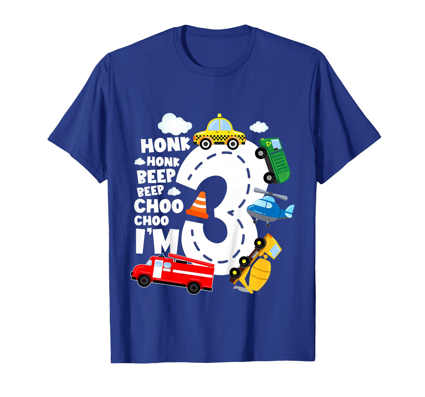 Kids 3 Year Old Transportation Birthday Boy 3rd Toddler Truck Car T-Shirt