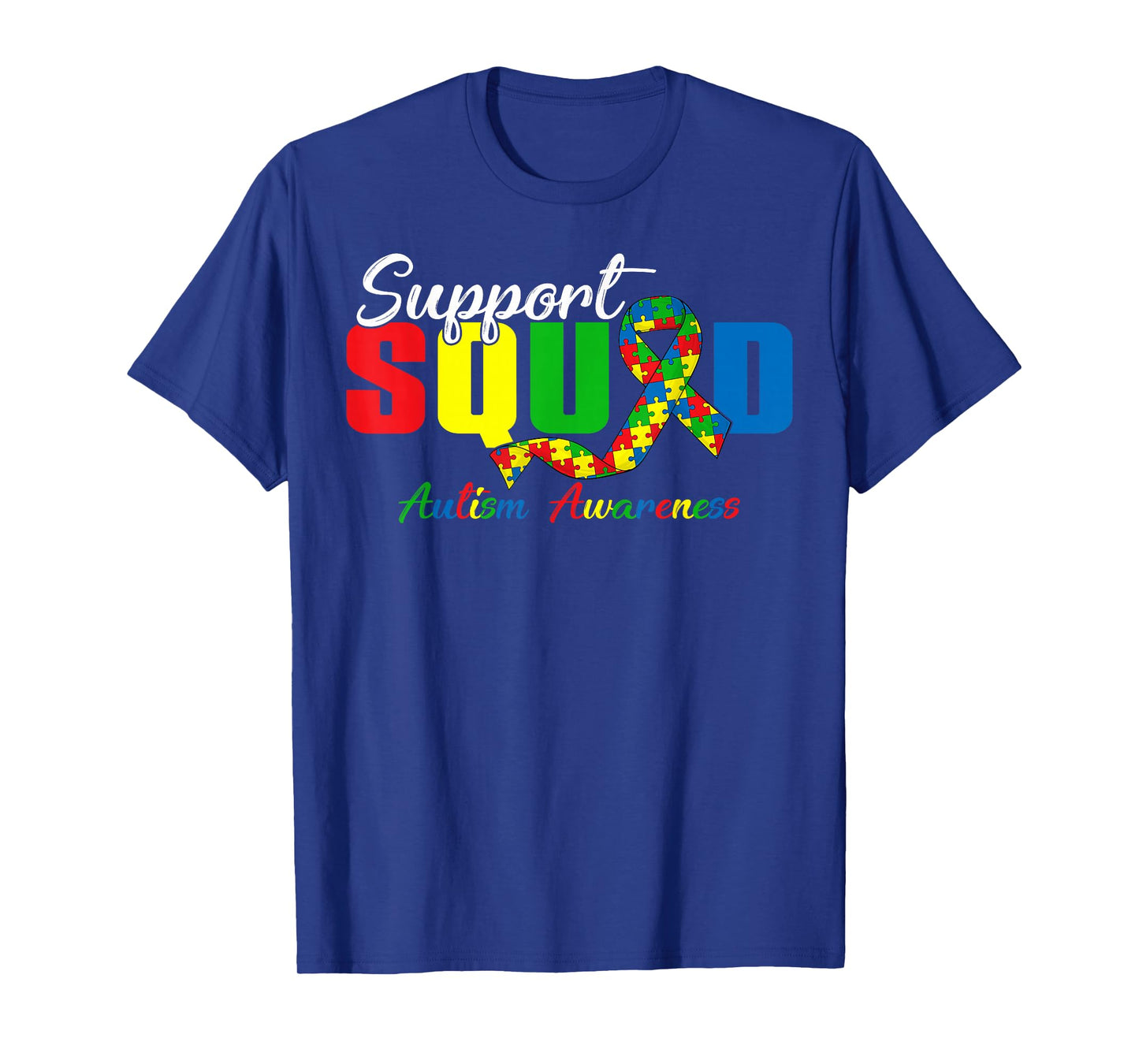 Support Squad Autism Awareness Ribbon Puzzle Pieces Boy Girl T-Shirt