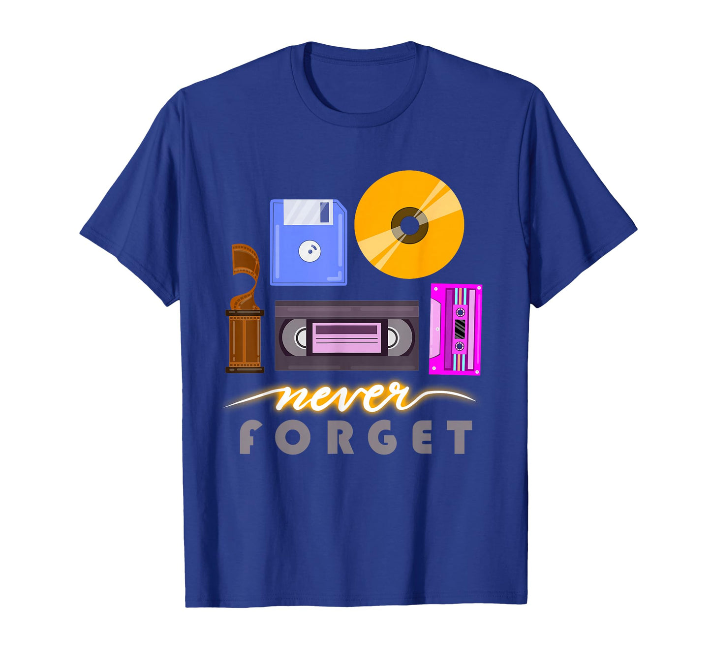 A Good Apparel Co. Never Forget Retro Vintage Cassette Tape Floppy Disk VHS CD Unisex-Adults T-Shirt