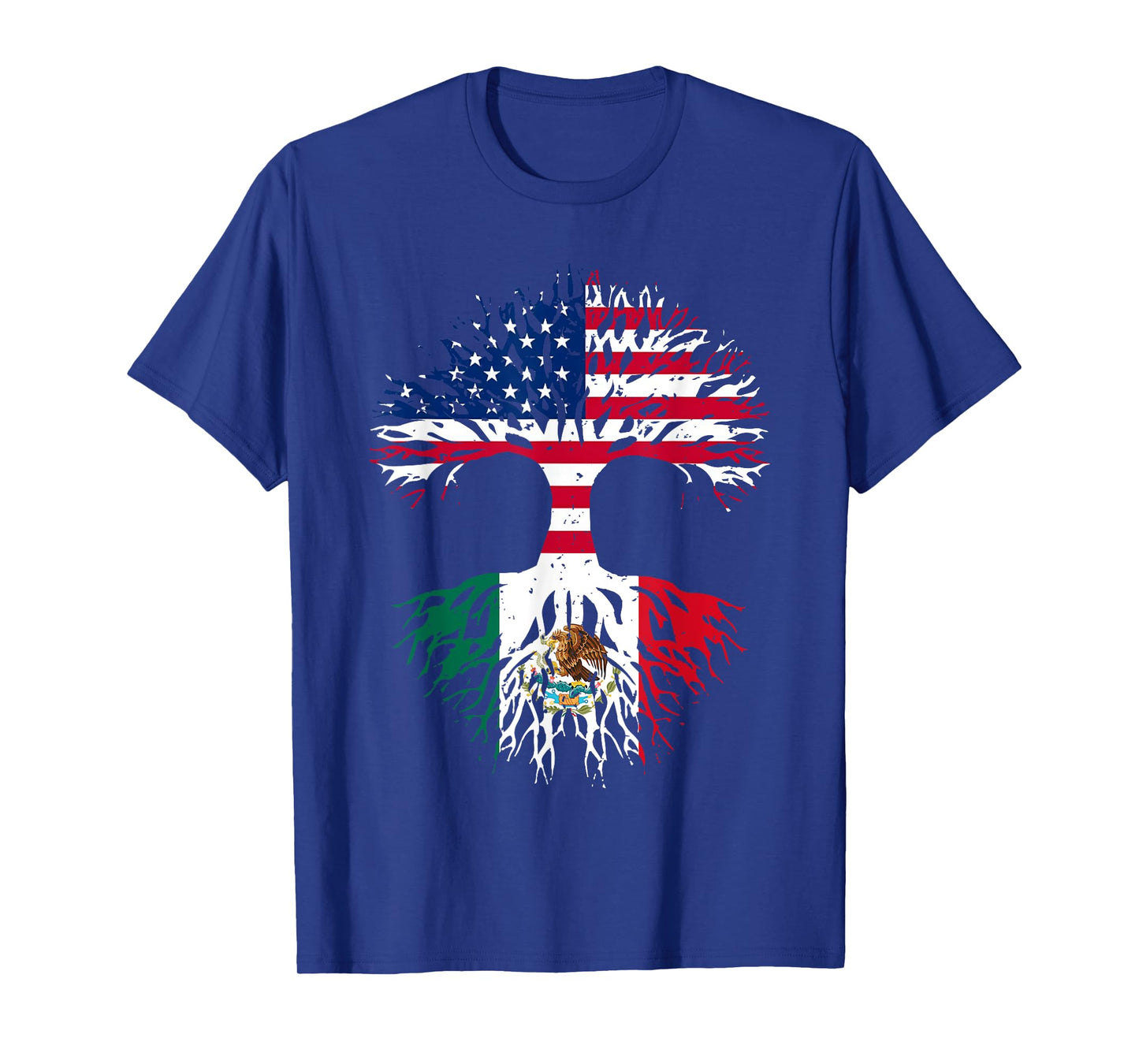 Mexican Roots American Grown Tree USA Flag Funny Mexico Flag T-Shirt