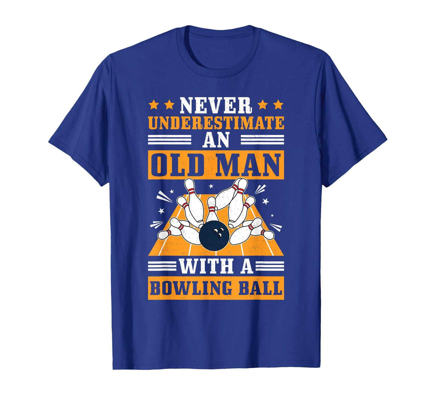 Never Underestimate Old Man Bowling Ball Mens Bowler Bowling T-Shirt