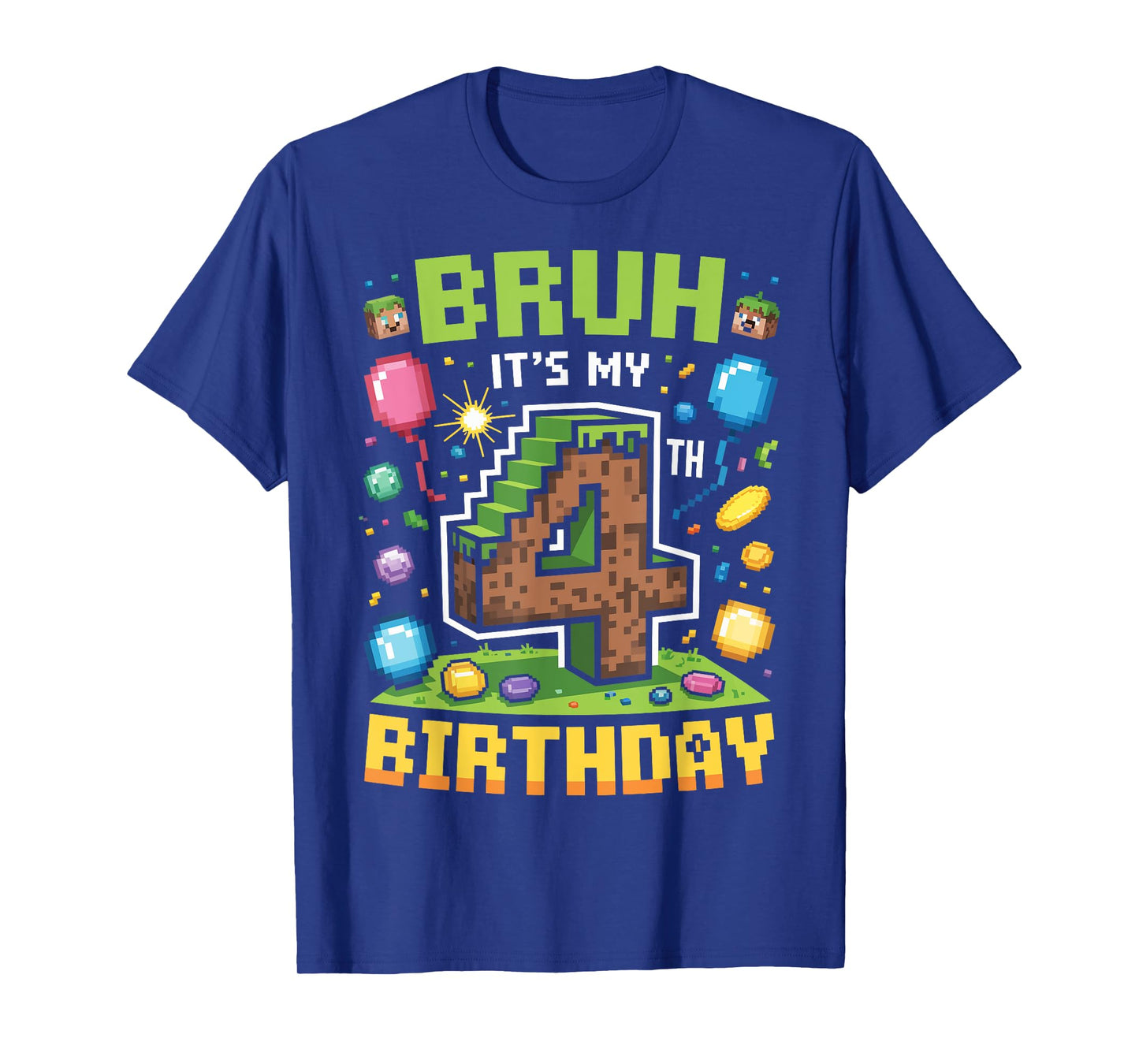 Birthday Boy Shirt Bruh It's My 4th Birthday Video Gamer T-Shirt