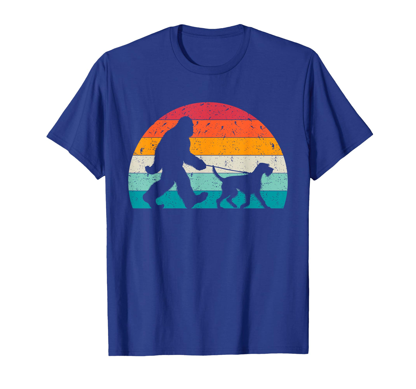 Bigfoot Walking a Dog Funny German Wirehaired Pointer Lovers T-Shirt