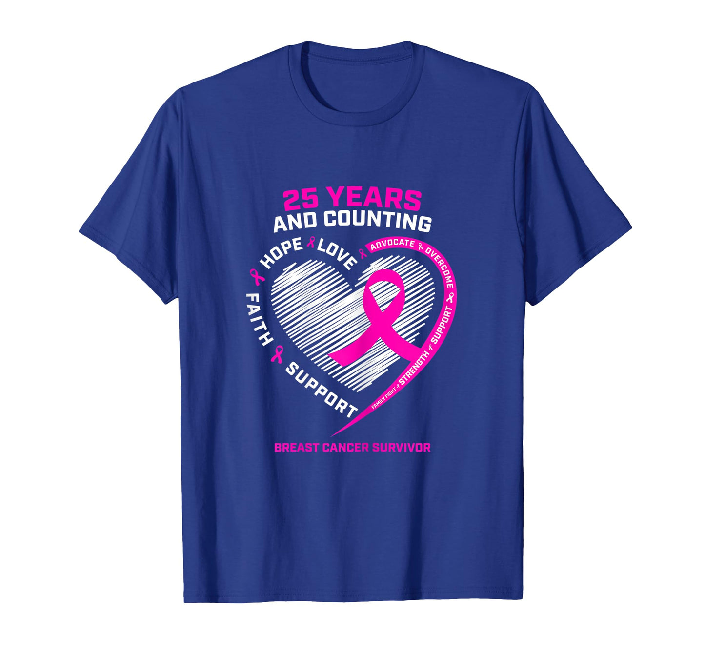 Womens 25 Year Survivor Gifts Grandma Mom Breast Cancer Survivor T-Shirt
