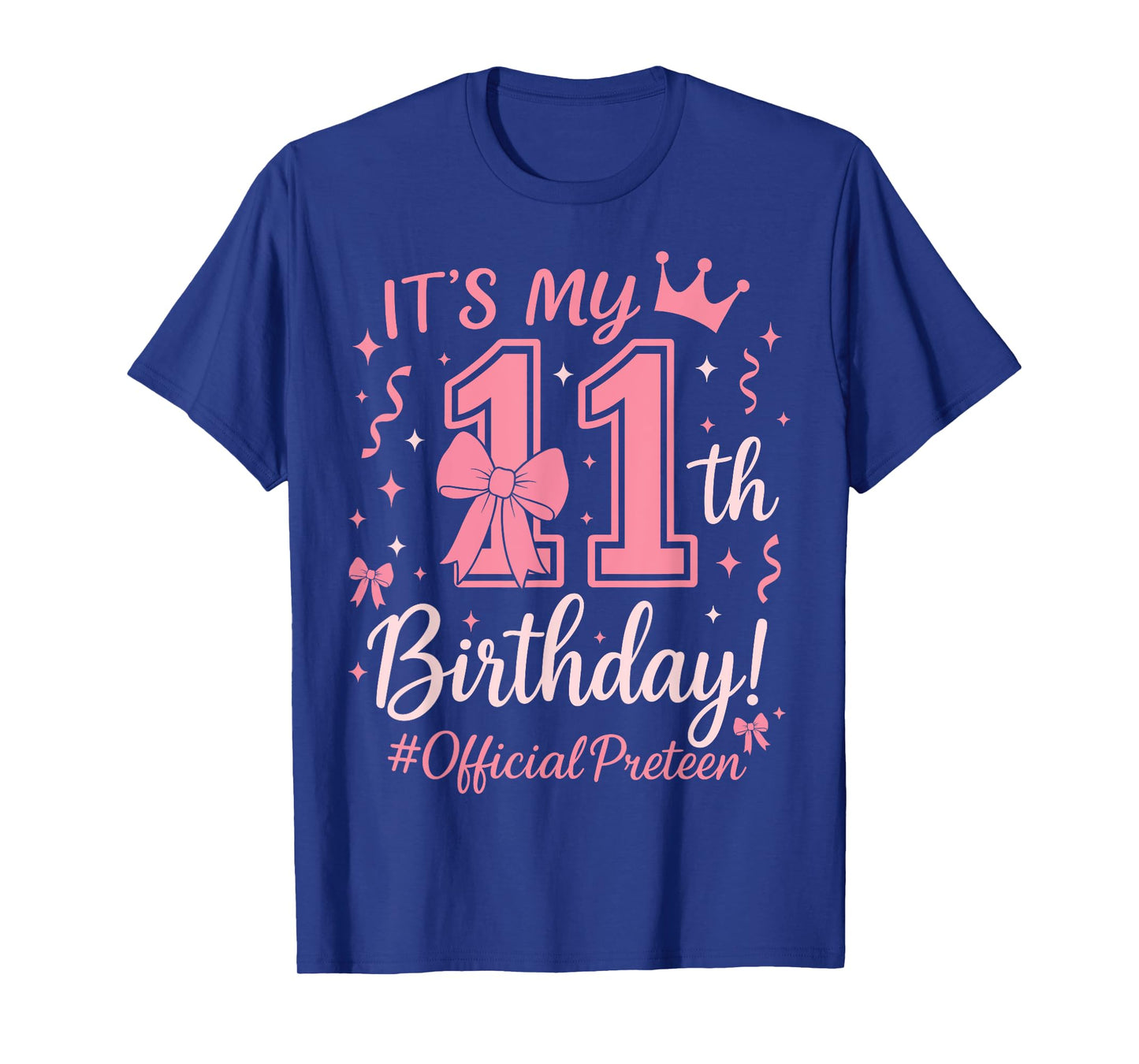 Girl Official Preteen Pink Coquette Bow Its My 11th Birthday T-Shirt