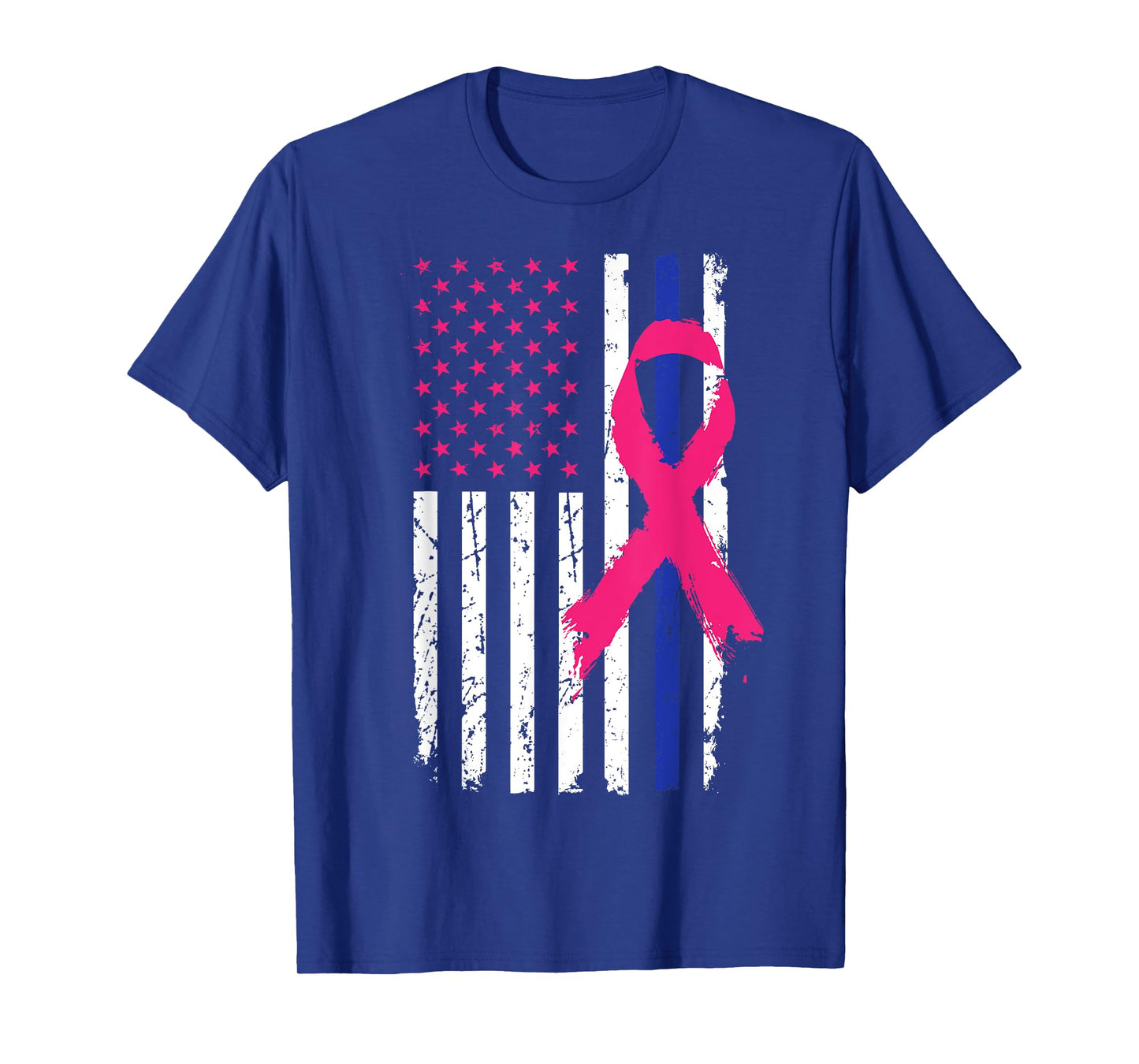 American Police Flag Cool Breast Cancer Awareness Gift T-Shirt
