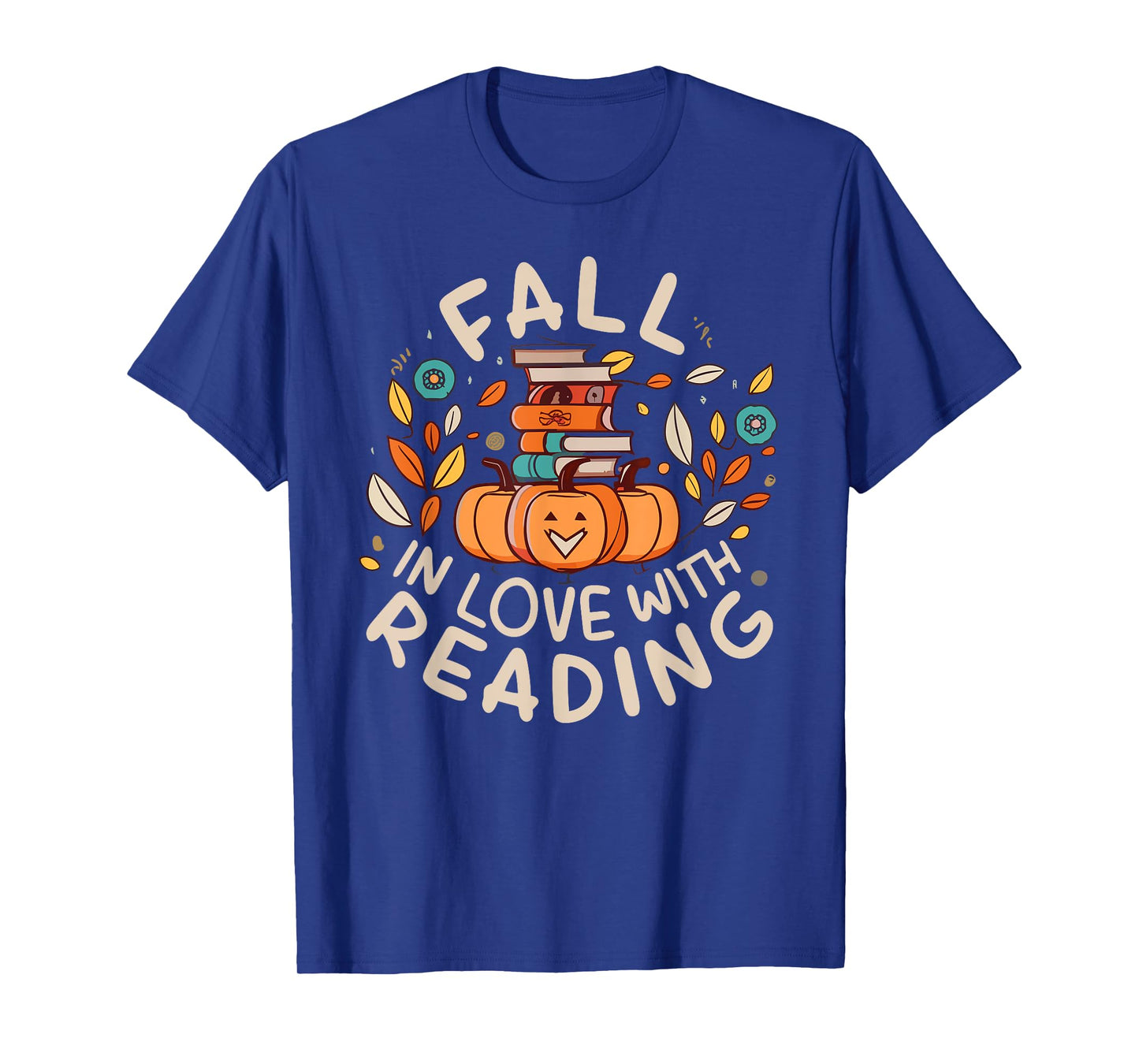 Fall In Love With Reading Book Autumn Pumpkins And Teachers T-Shirt