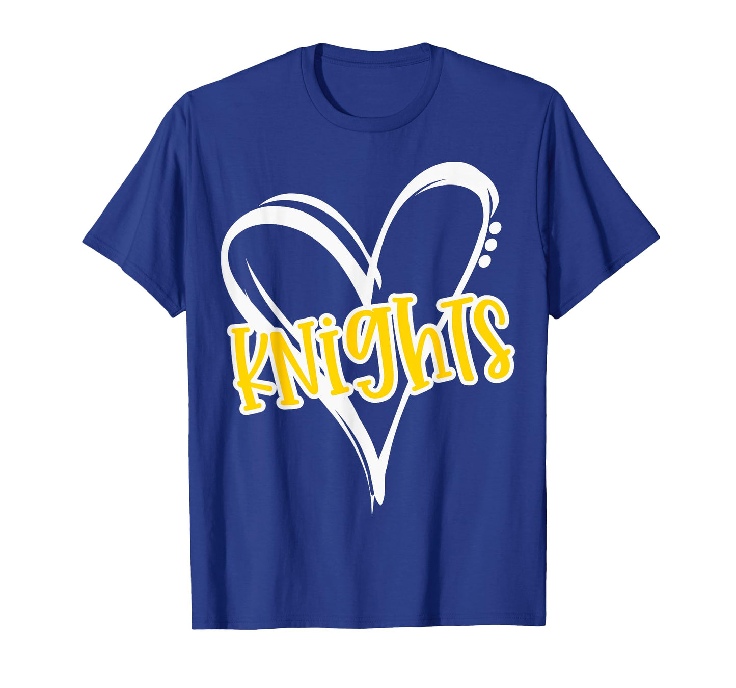 Knights Heart Yellow Lettering Retro Trendy Game Day Spirit T-Shirt