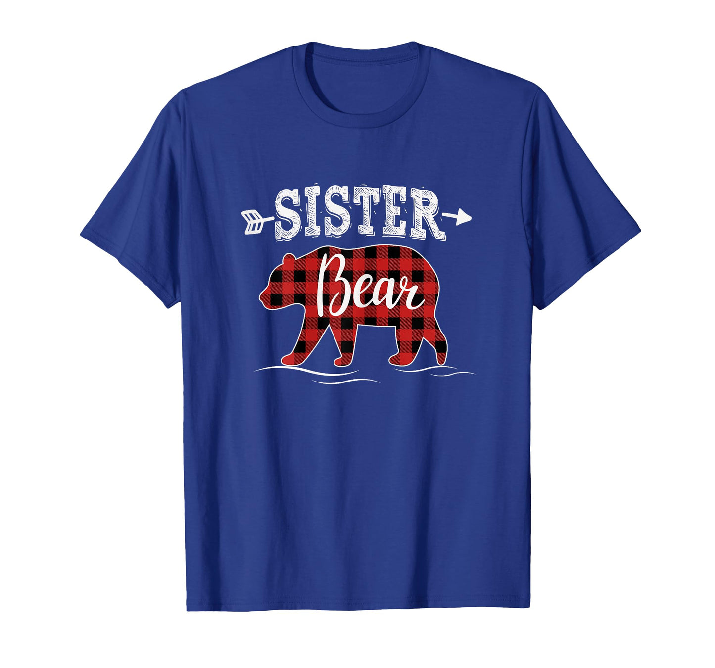 Cute Sister Bear Dark Red Pleid Xmas Pajama Family Girl T-Shirt