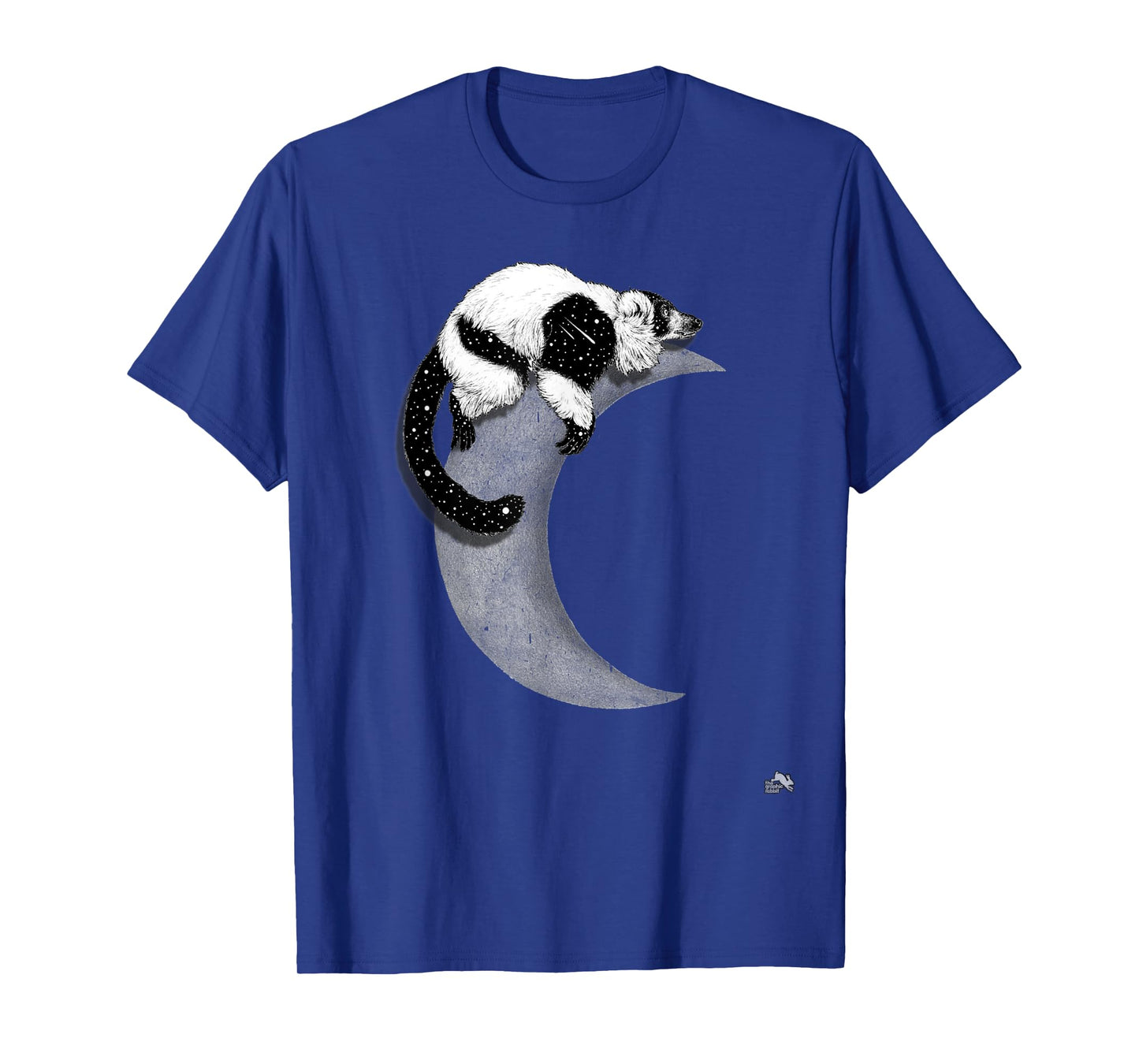 Black & White Ruffed Lemur - Indri - In Space On the Moon T-Shirt