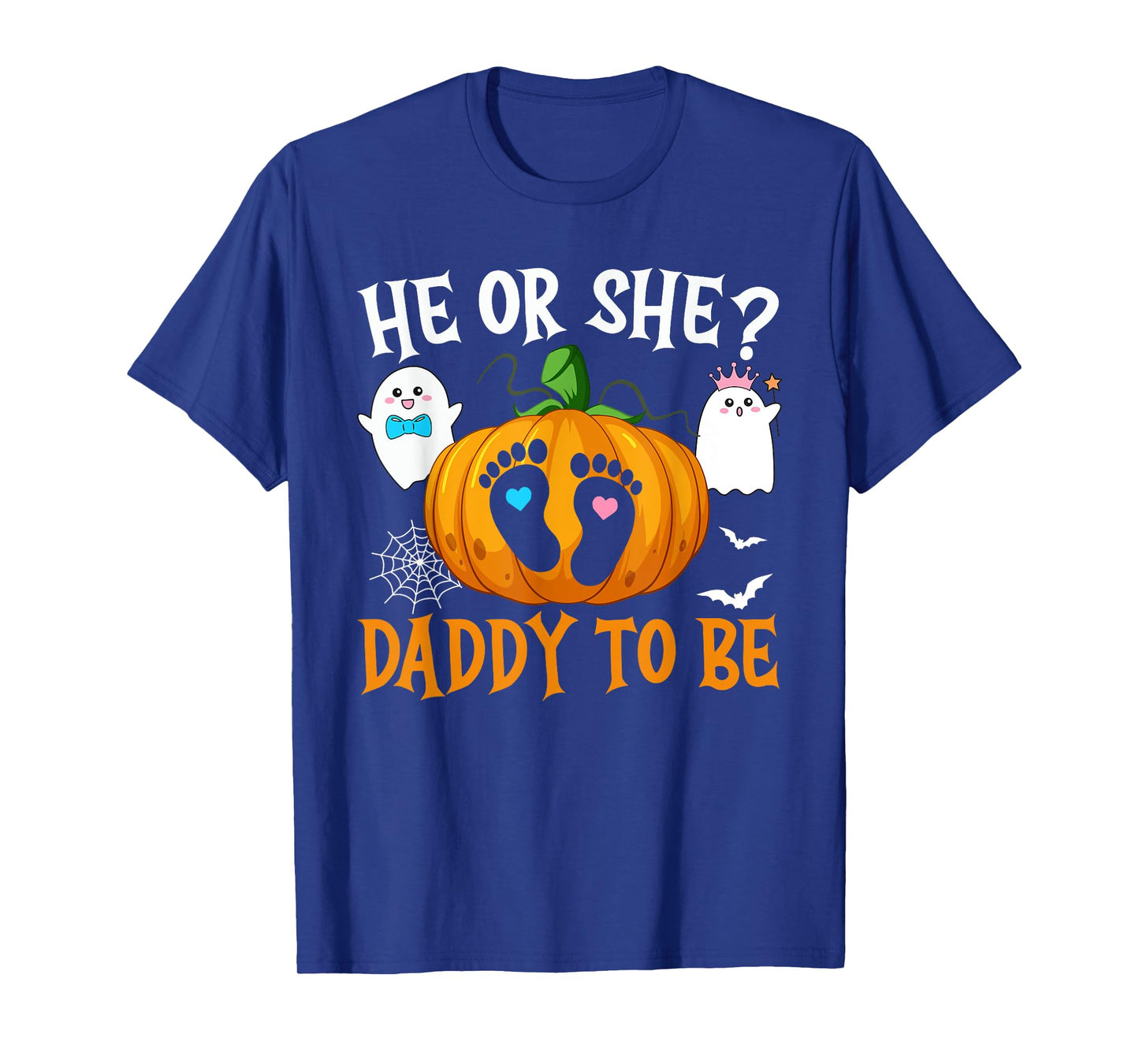 Halloween Gender Reveal He or She Daddy To Be Pumpkin T-Shirt