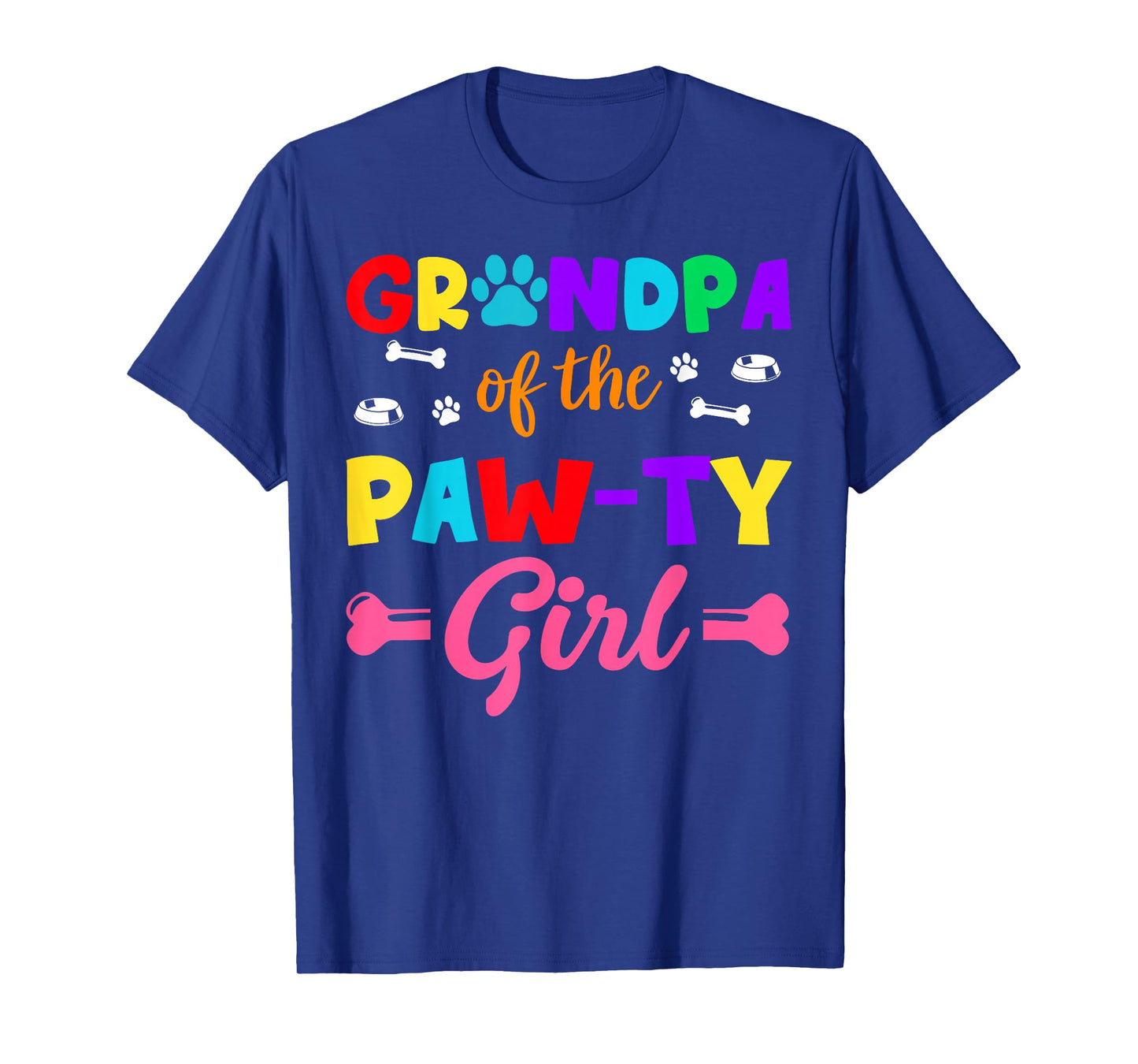 Grandpa Of The Paw-ty Girl Dog Family Matching Party T-Shirt