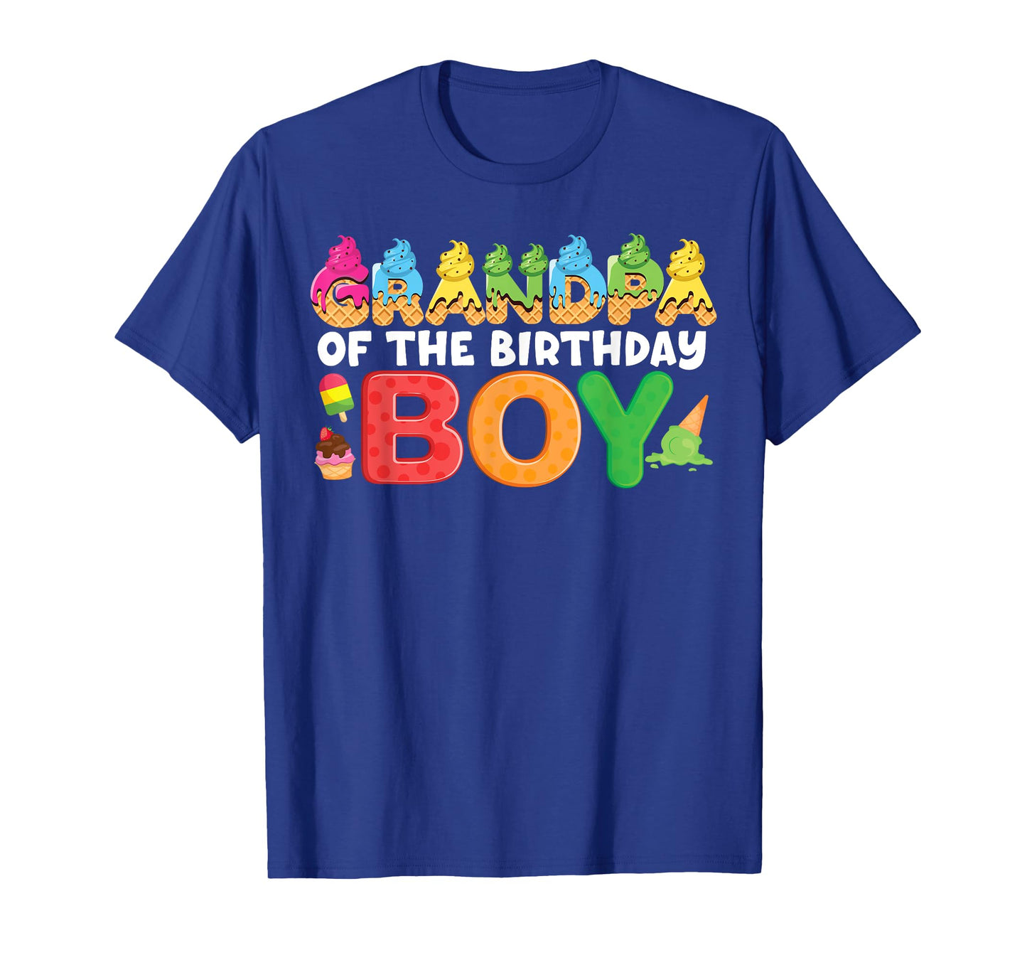 Grandpa Birthday Boy Kids Ice Cream Theme Party Summer T-Shirt
