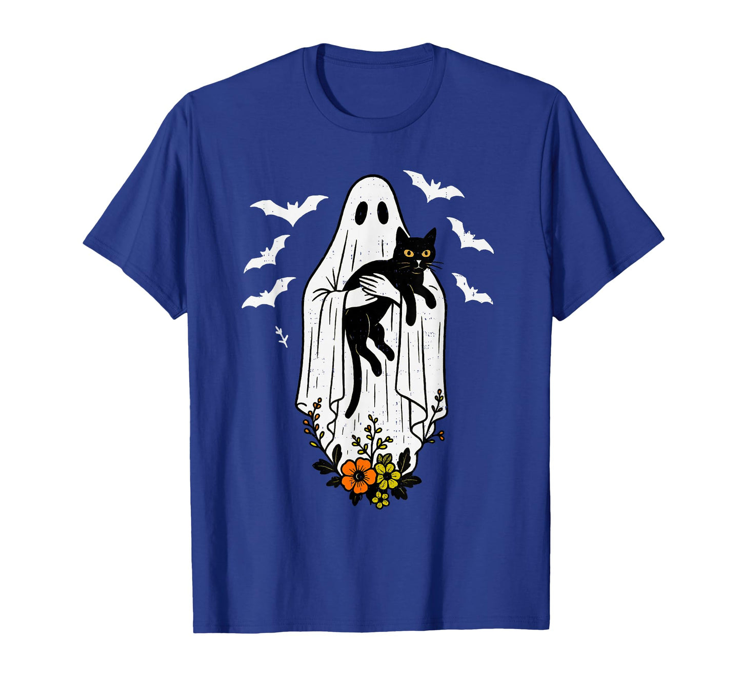 Vintage Ghost Holding Cat Halloween Kitty Meow Cat Lover T-Shirt