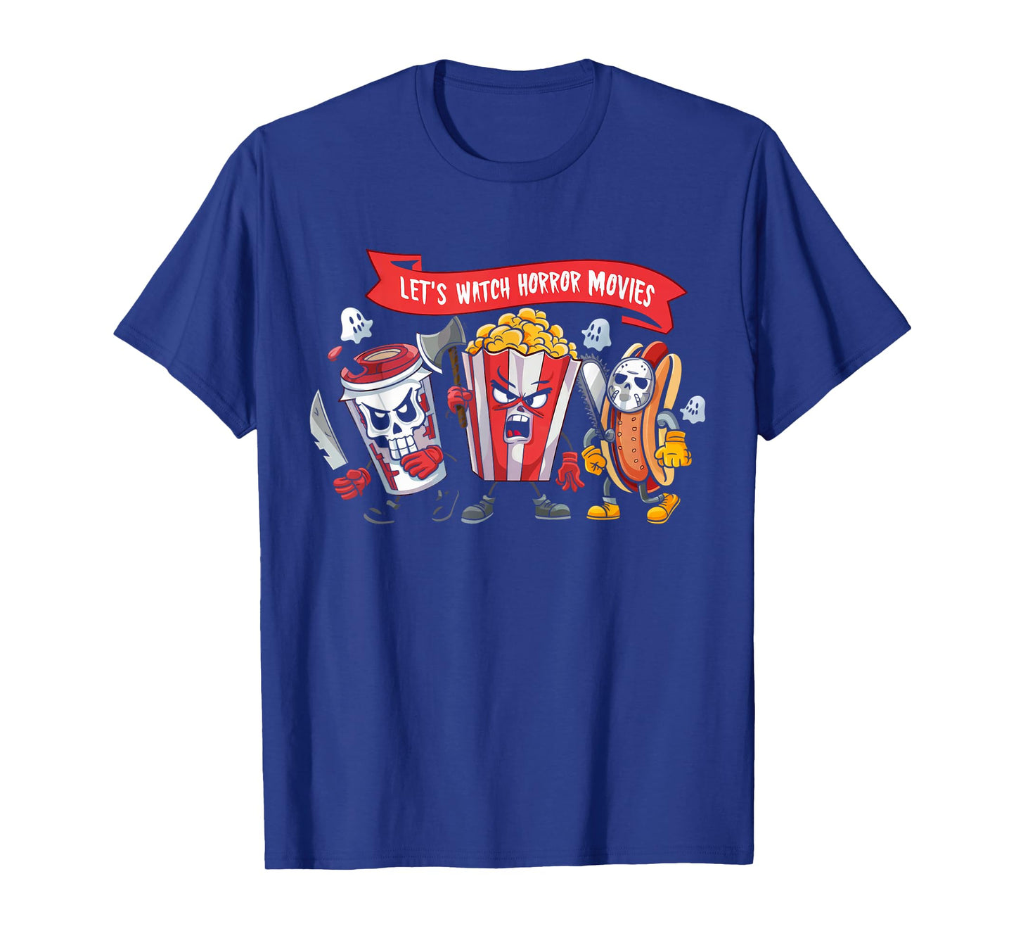 Lets Watch Horror Movies Lover Shirt Fun Halloween Skeleton T-Shirt
