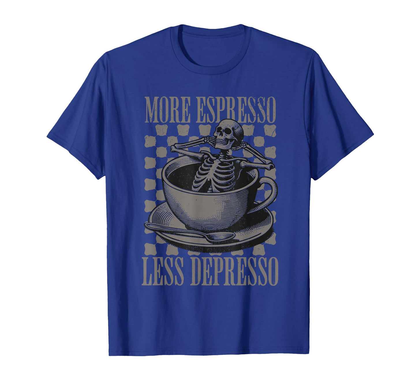 More Espresso Less Depresso Halloween Skeleton In Coffee T-Shirt