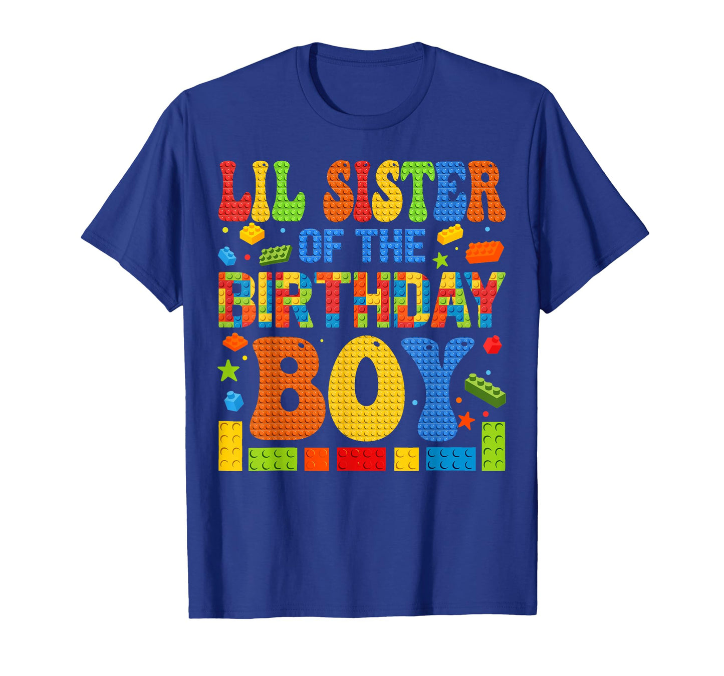Lil Sister Of The Birthday Boy Building Block Birthday Party T-Shirt