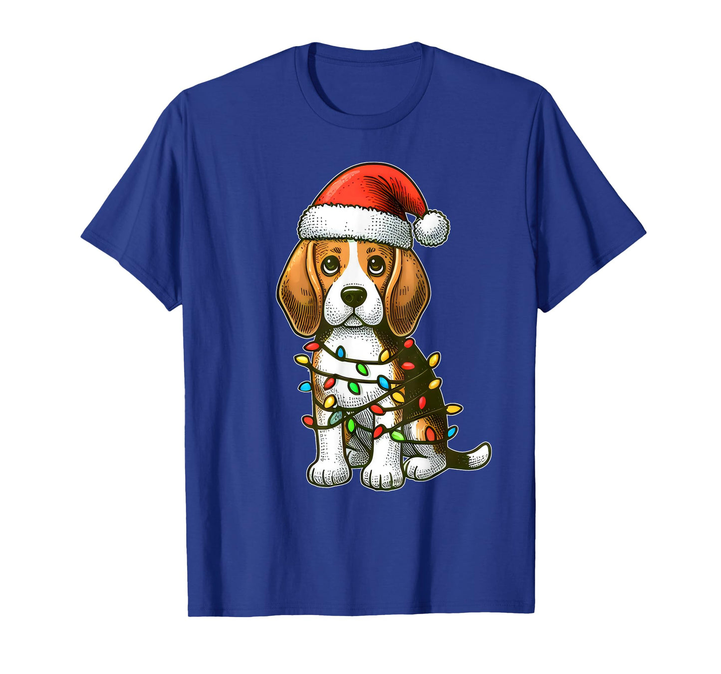 Merry Christmas Beagle Santa Christmas Lights Dog Xmas Tree T-Shirt