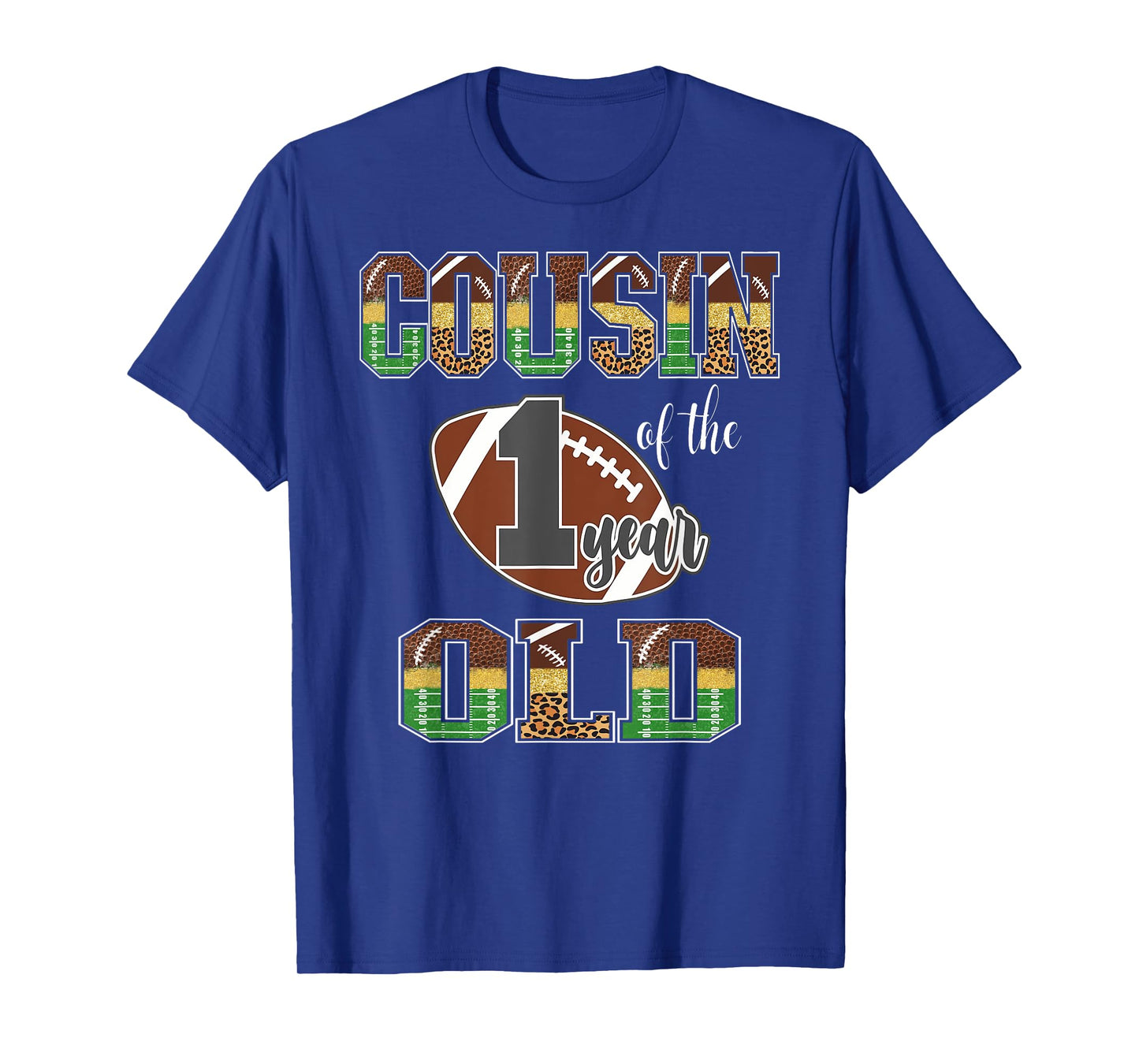 Cousin Of The 1 Year Old Football 1St Year Down Birthday T-Shirt