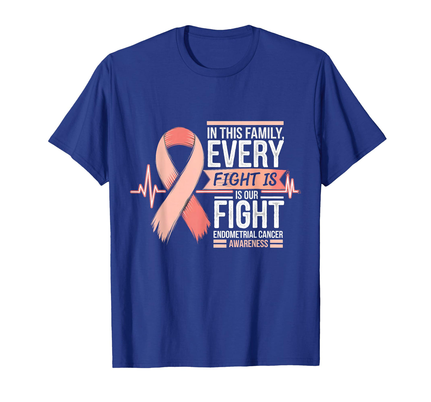 Endometrial Cancer Awareness Peach Ribbon T-Shirt