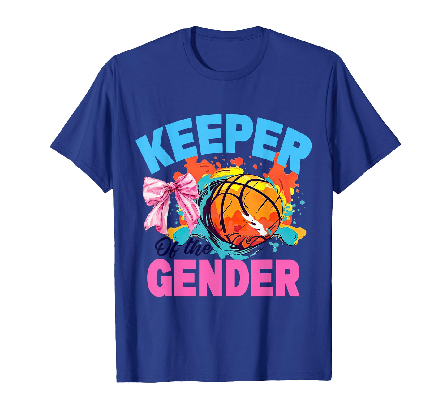Keeper Of The Gender Basketball Or Bows Gender Reveal Party T-Shirt