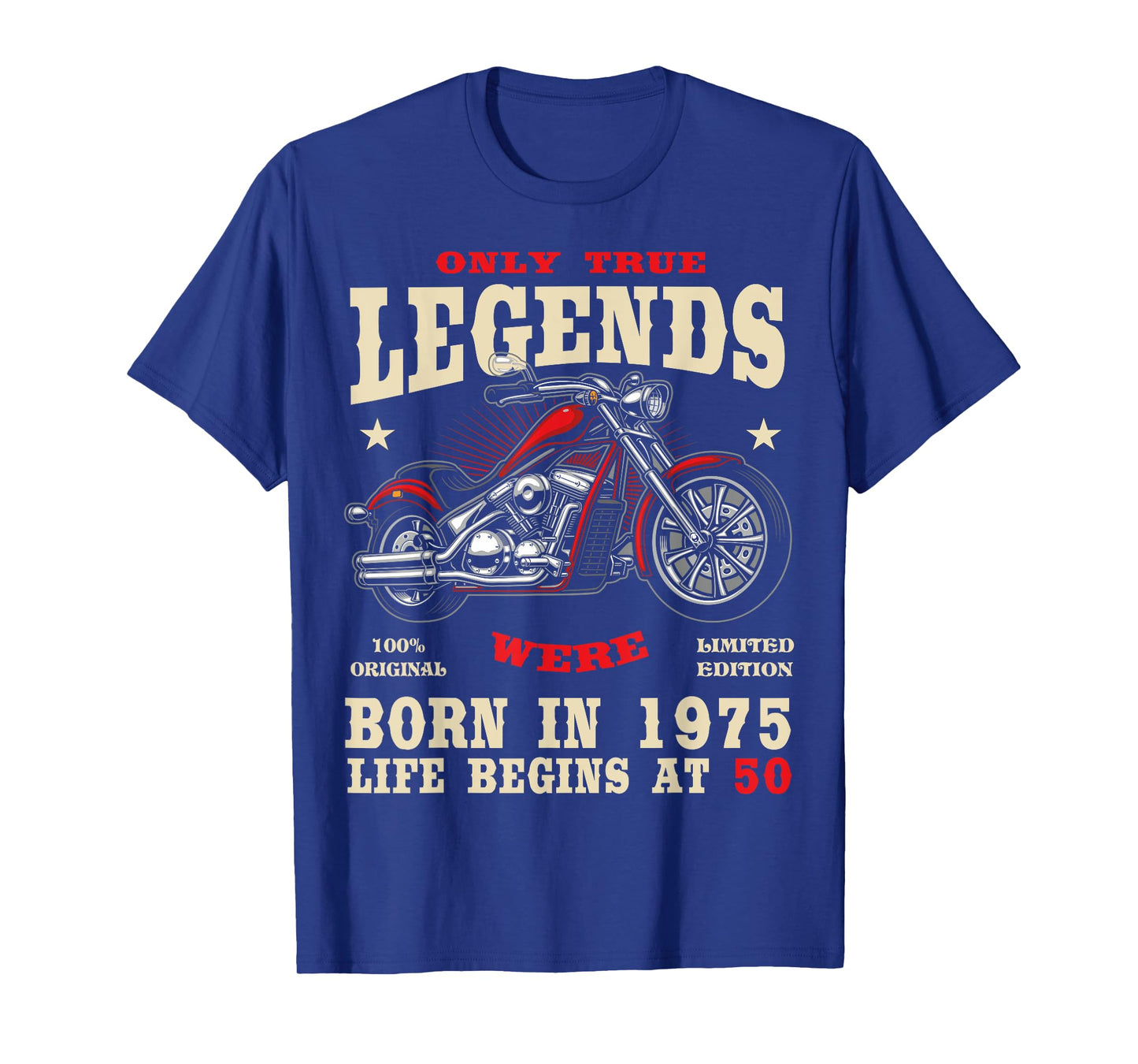 2025 | 50th Birthday Man Biker Gift Motorcycle Chopper 1975 T-Shirt